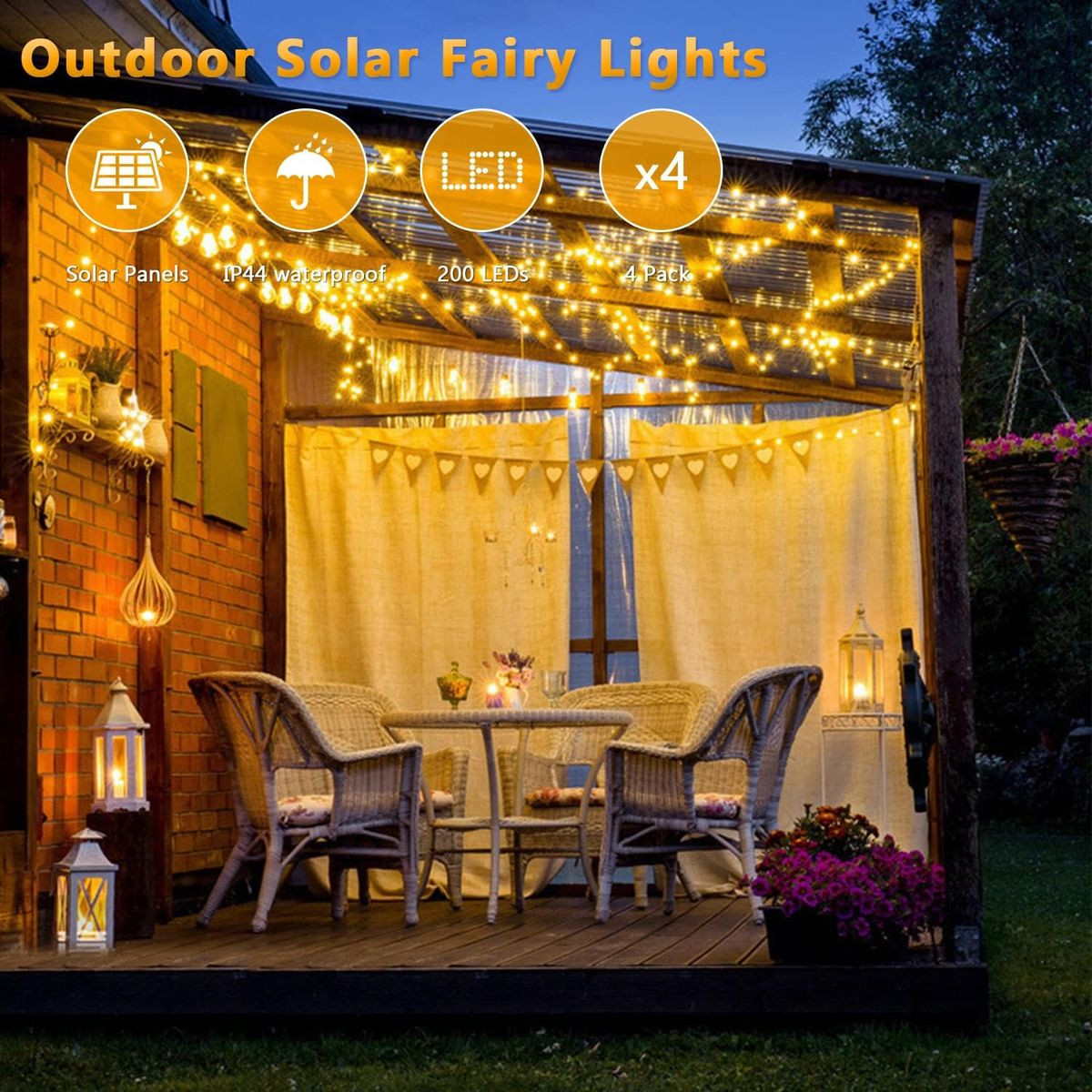 66-Foot Solar LED Fairy String Light (4-Pack) product image