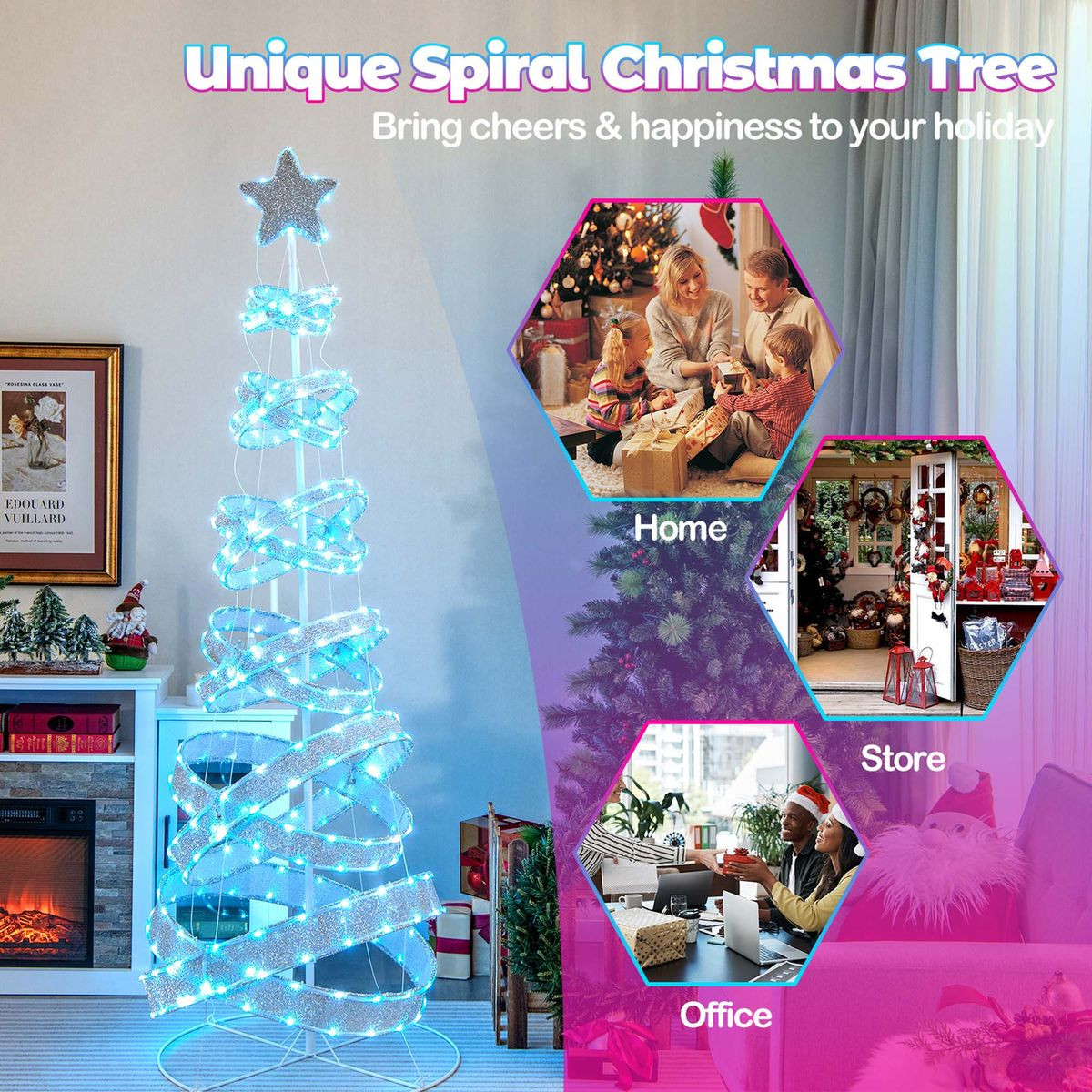 7ft Outdoor Spiral Pre-Lit Christmas Tree with LED Lights product image