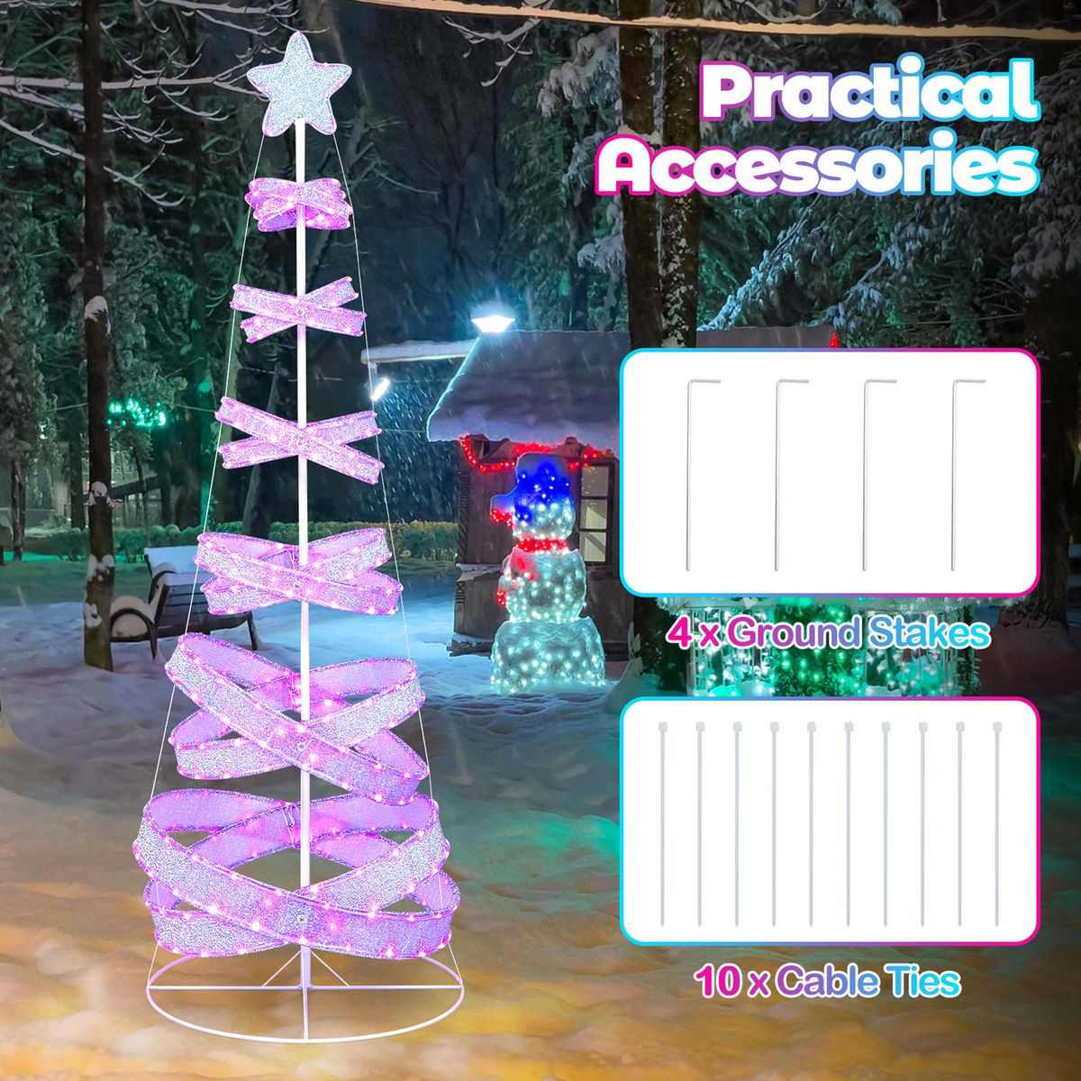 7ft Outdoor Spiral Pre-Lit Christmas Tree with LED Lights product image