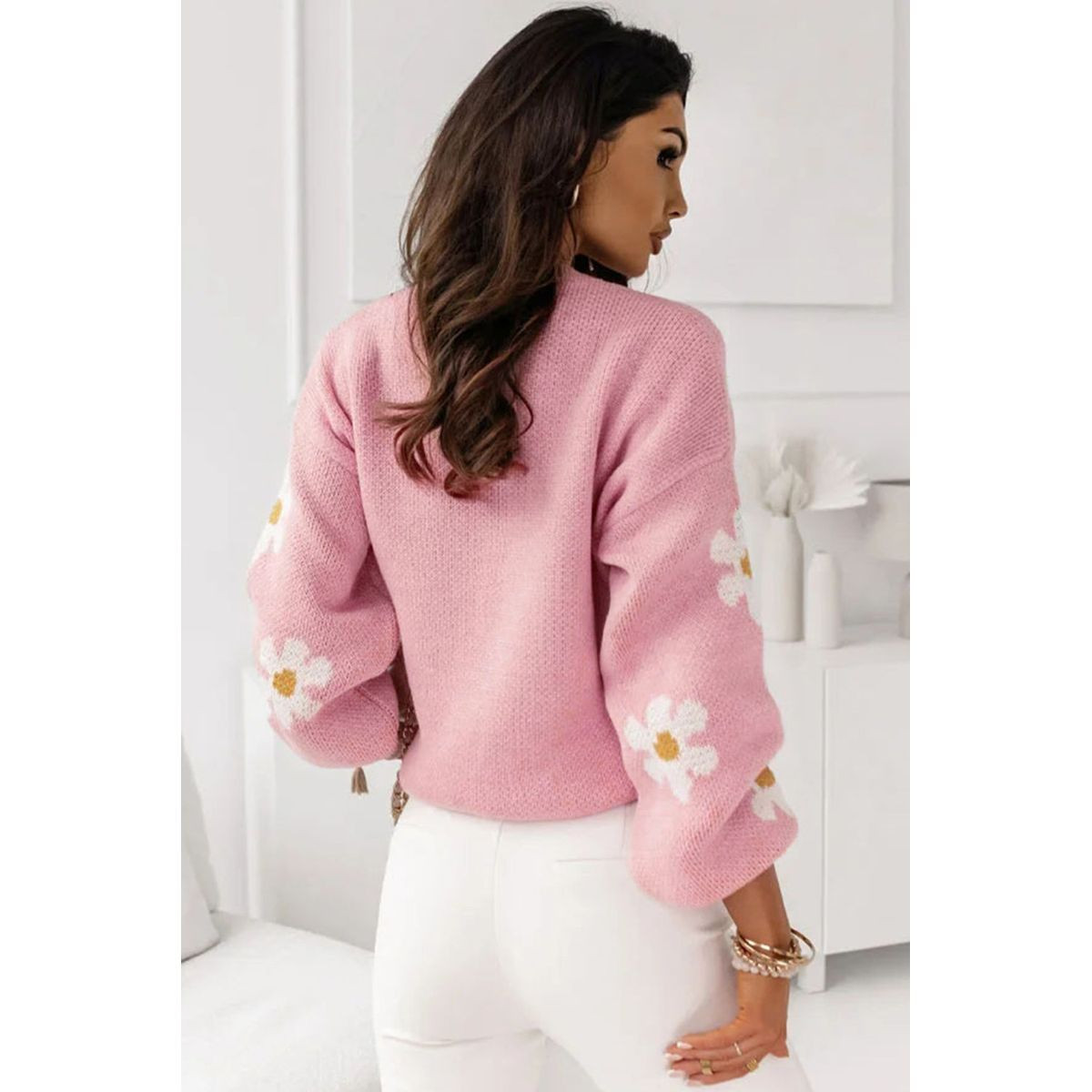 Mariah Floral Pattern Drop Shoulder Sweater product image
