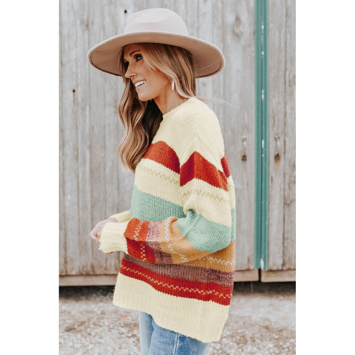 Morgan Crew-Neck Drop-Shoulder Striped Sweater product image