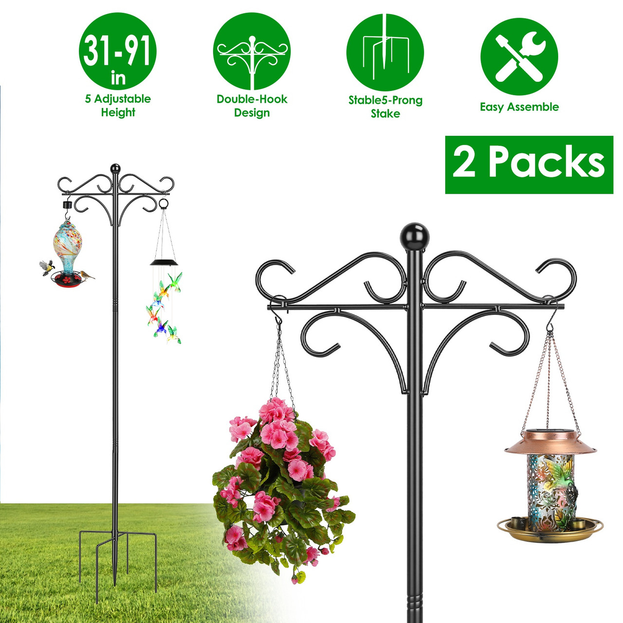 Double Shepherd's Hook Bird Feeder Pole (2-Pack) product image