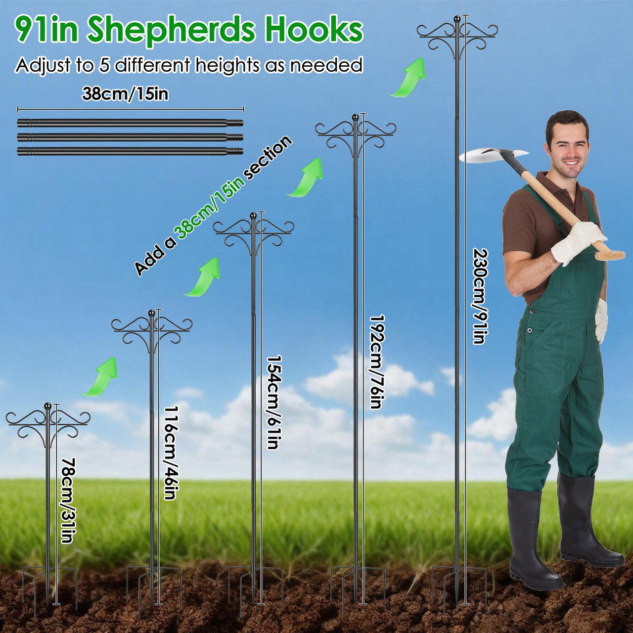 Double Shepherd's Hook Bird Feeder Pole (2-Pack) product image