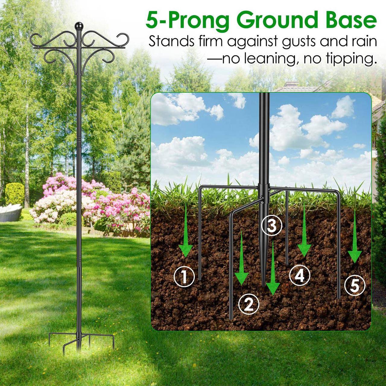 Double Shepherd's Hook Bird Feeder Pole (2-Pack) product image