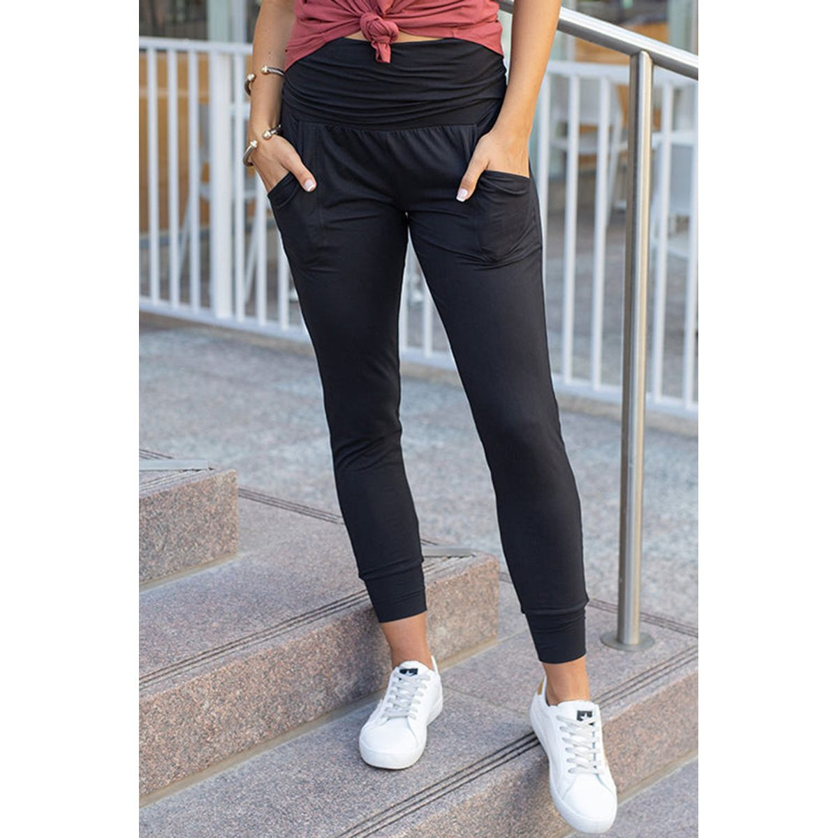 Brianna High Waist Pleated Pocket Leggings product image