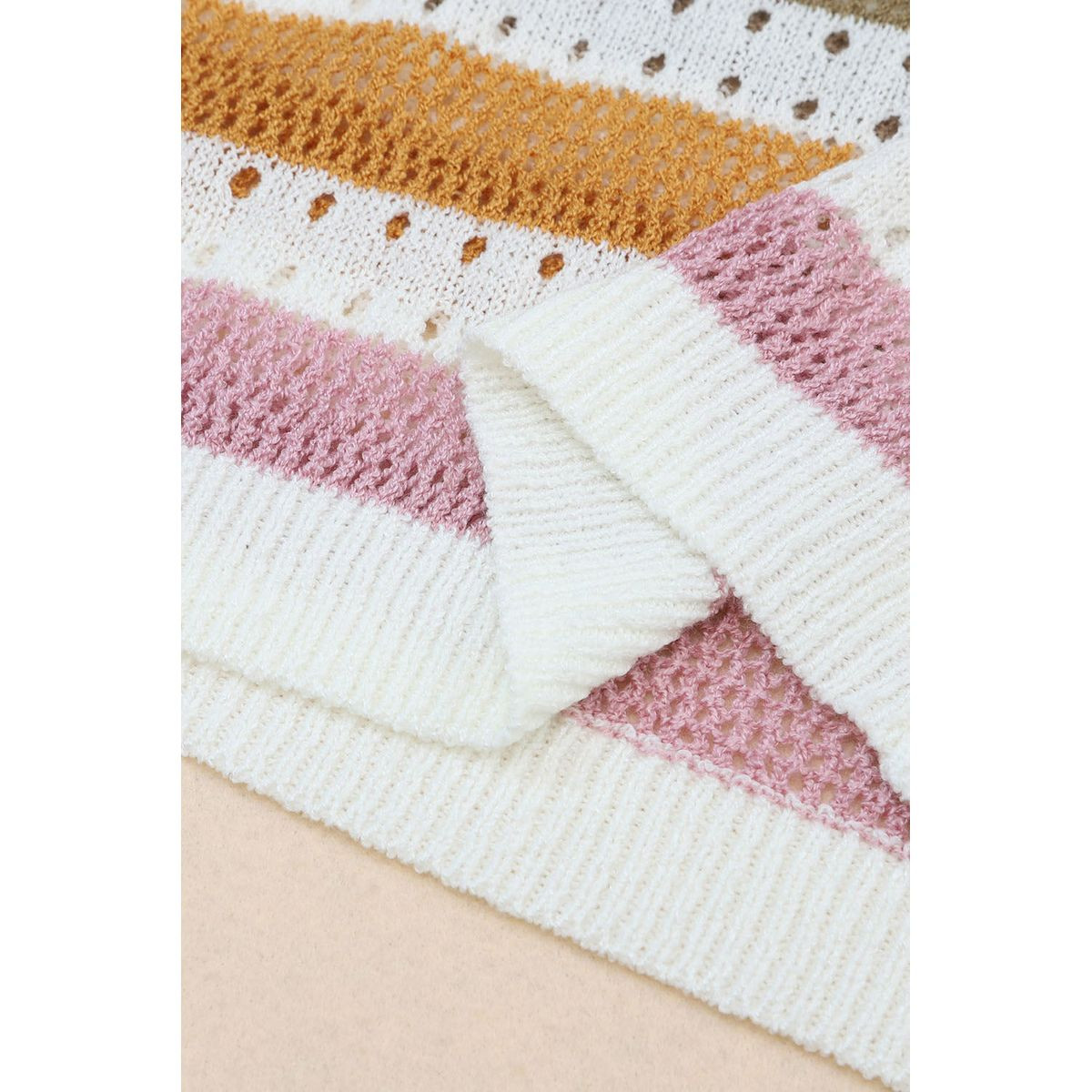 Caroline Striped Hollowed-Knit Loose Sweater product image