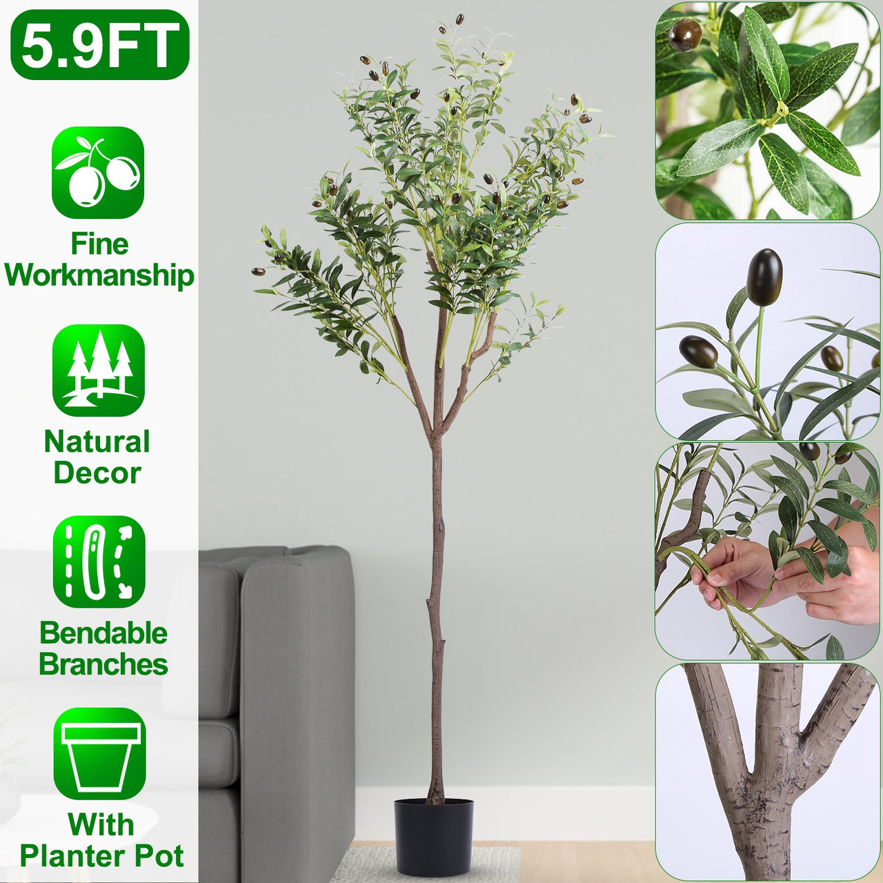 5.9-foot Artificial Olive Tree product image