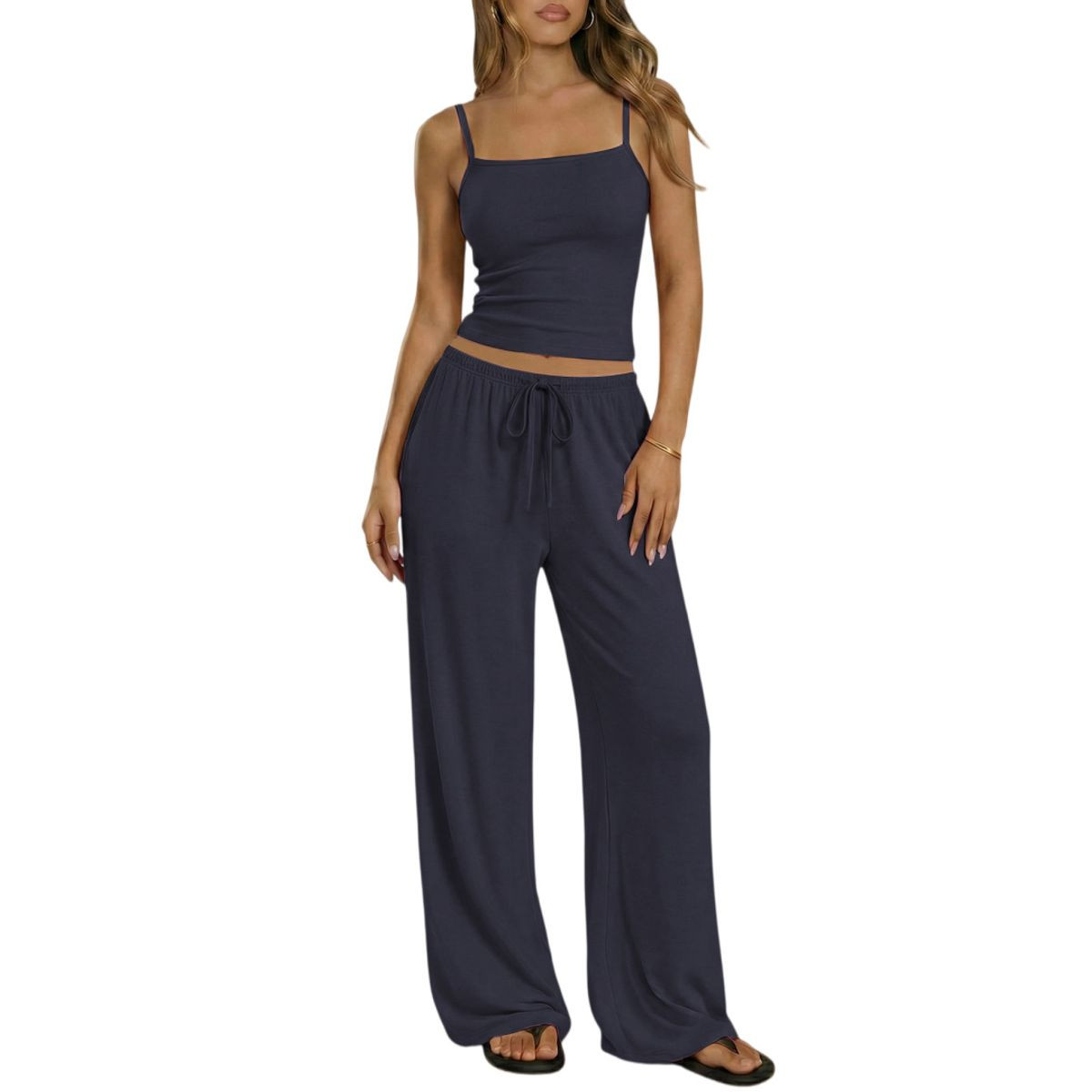 Women's Square Neck Cami and Wide Leg Pants (2 Piece Set) product image