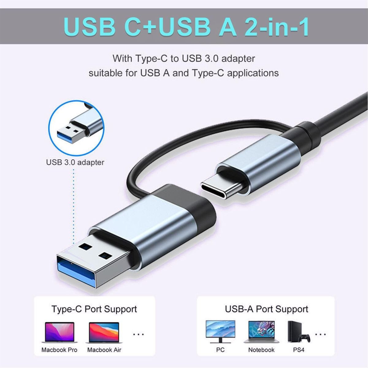 7-in-1 Aluminum USB C & USB Hub (2-Pack) product image