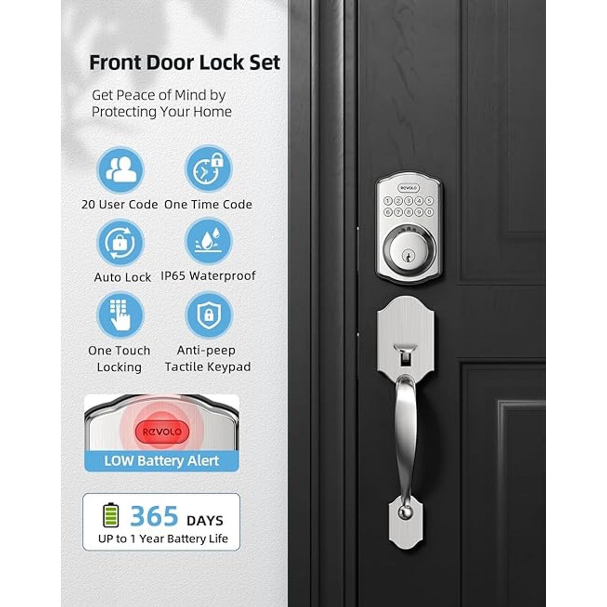 Revolo Electronic Keypad Deadbolt Keyless Entry Auto Lock product image