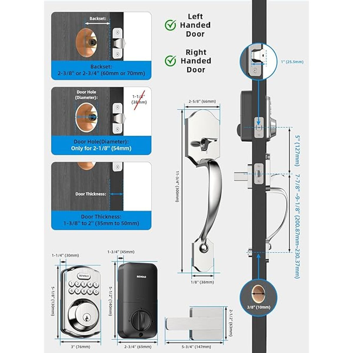 Revolo Electronic Keypad Deadbolt Keyless Entry Auto Lock product image