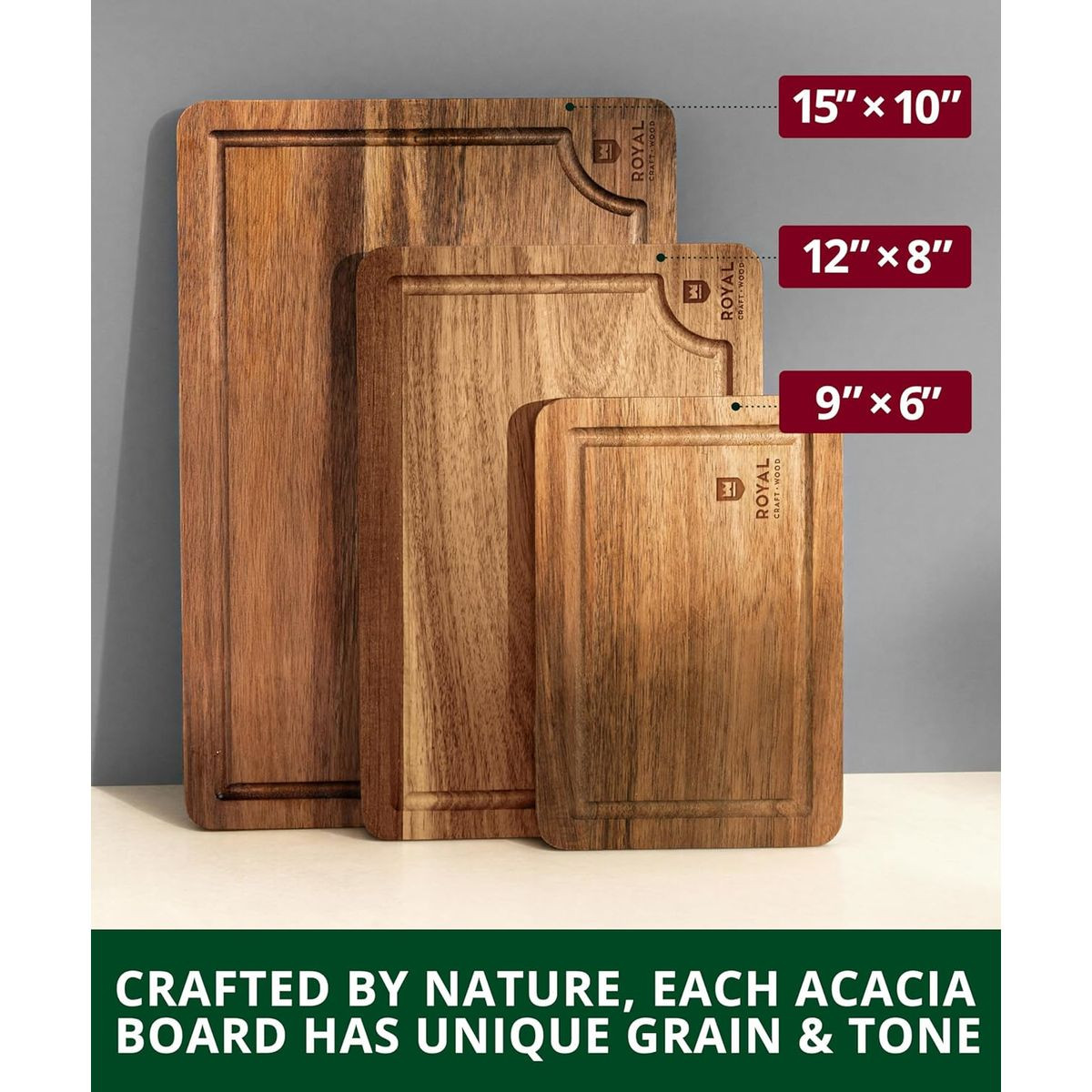 3-Piece Bamboo Cutting Board Set product image