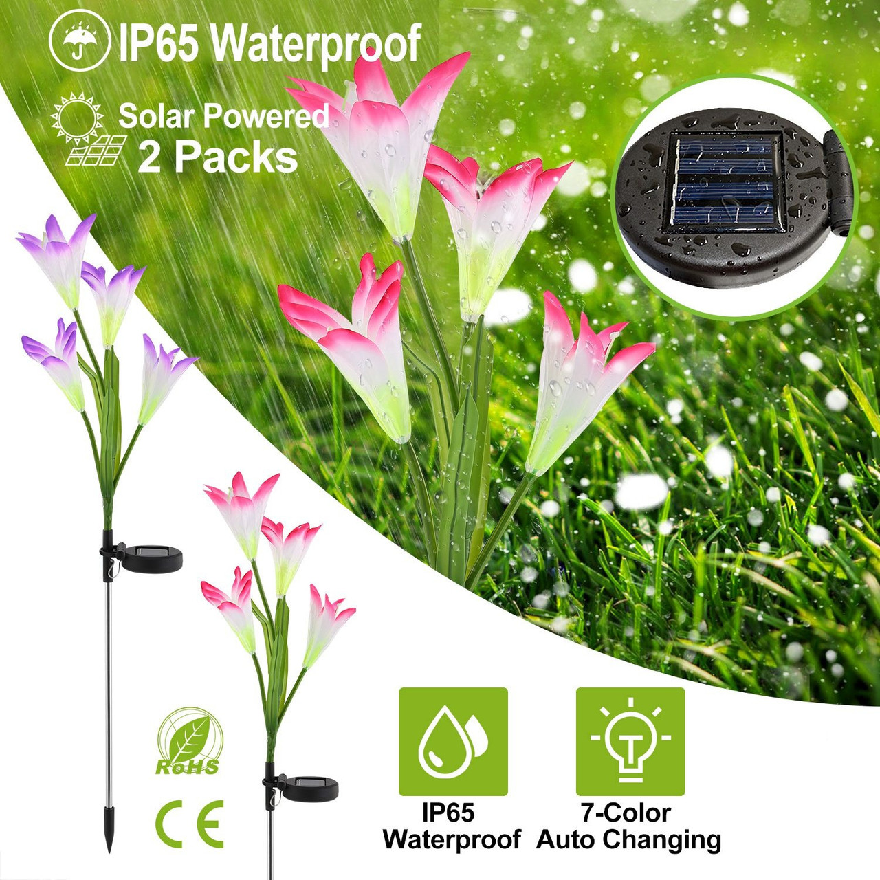 Solar Garden Flower Lights (2-Pack) product image