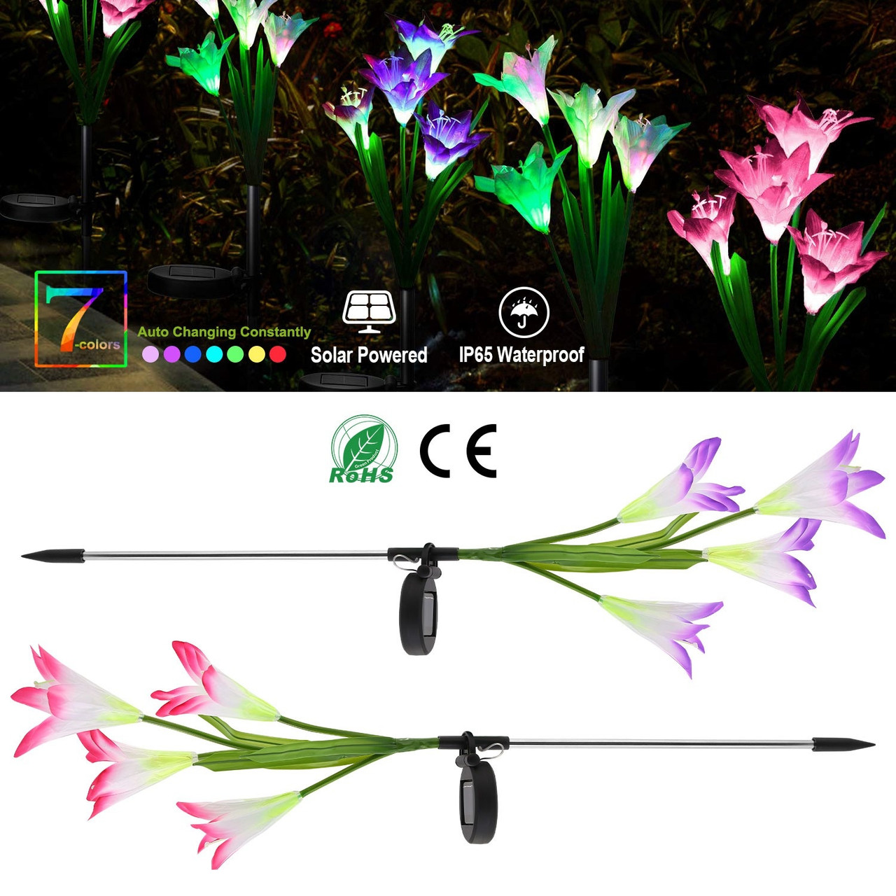Solar Garden Flower Lights (2-Pack) product image