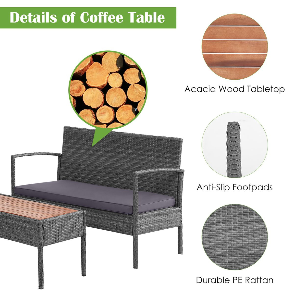 Cushioned Patio Rattan Furniture (8 Piece Set) product image