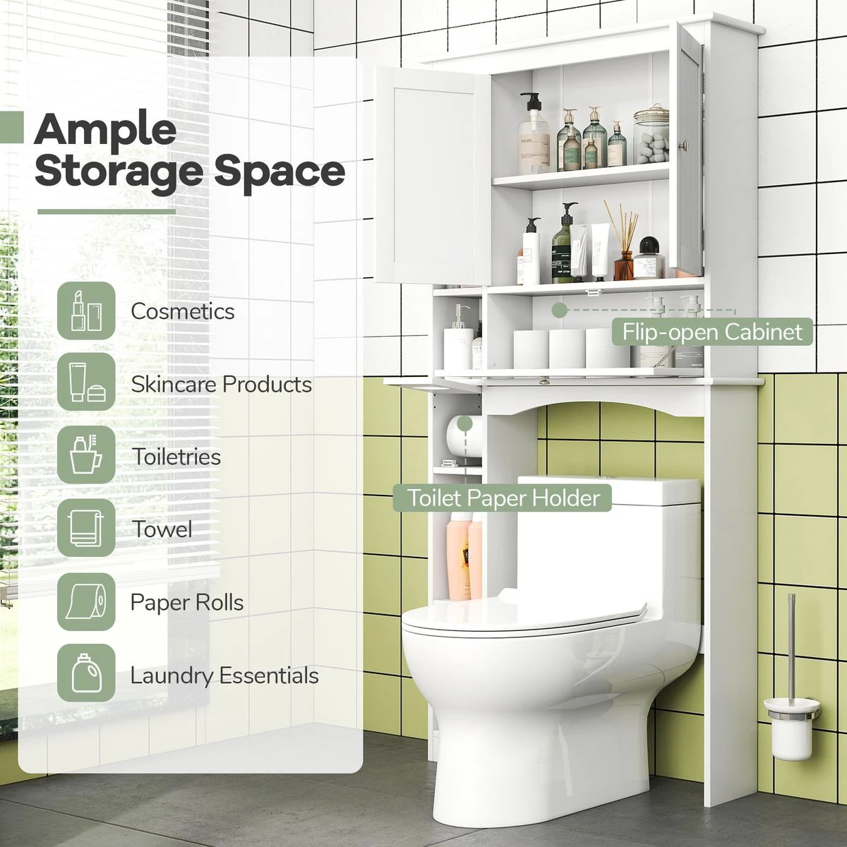 Over the Toilet Storage Cabinet with Toilet Paper Holder product image