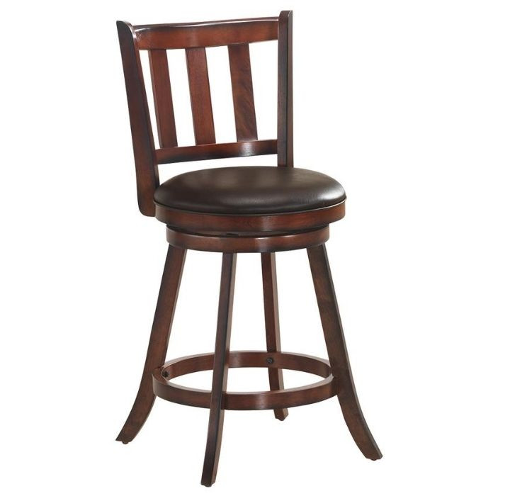 Brown Wood Leather Padded 25'' Swivel Bar Stools (Set of 4) product image