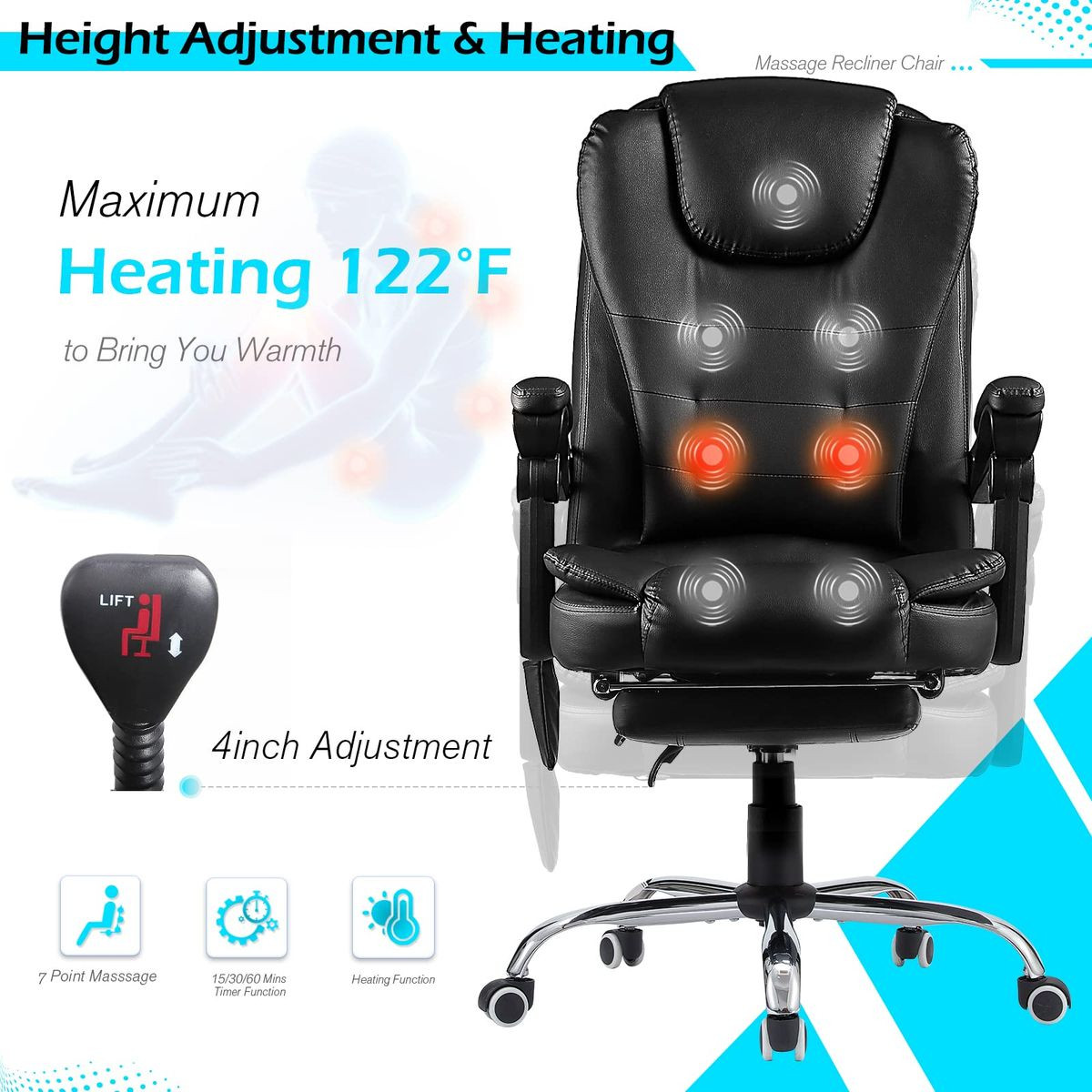 Ergonomic Reclining Office Chair with Optional Footrest product image
