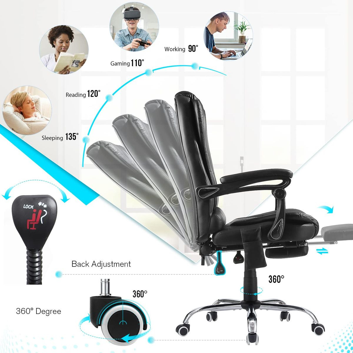 Ergonomic Reclining Office Chair with Optional Footrest product image