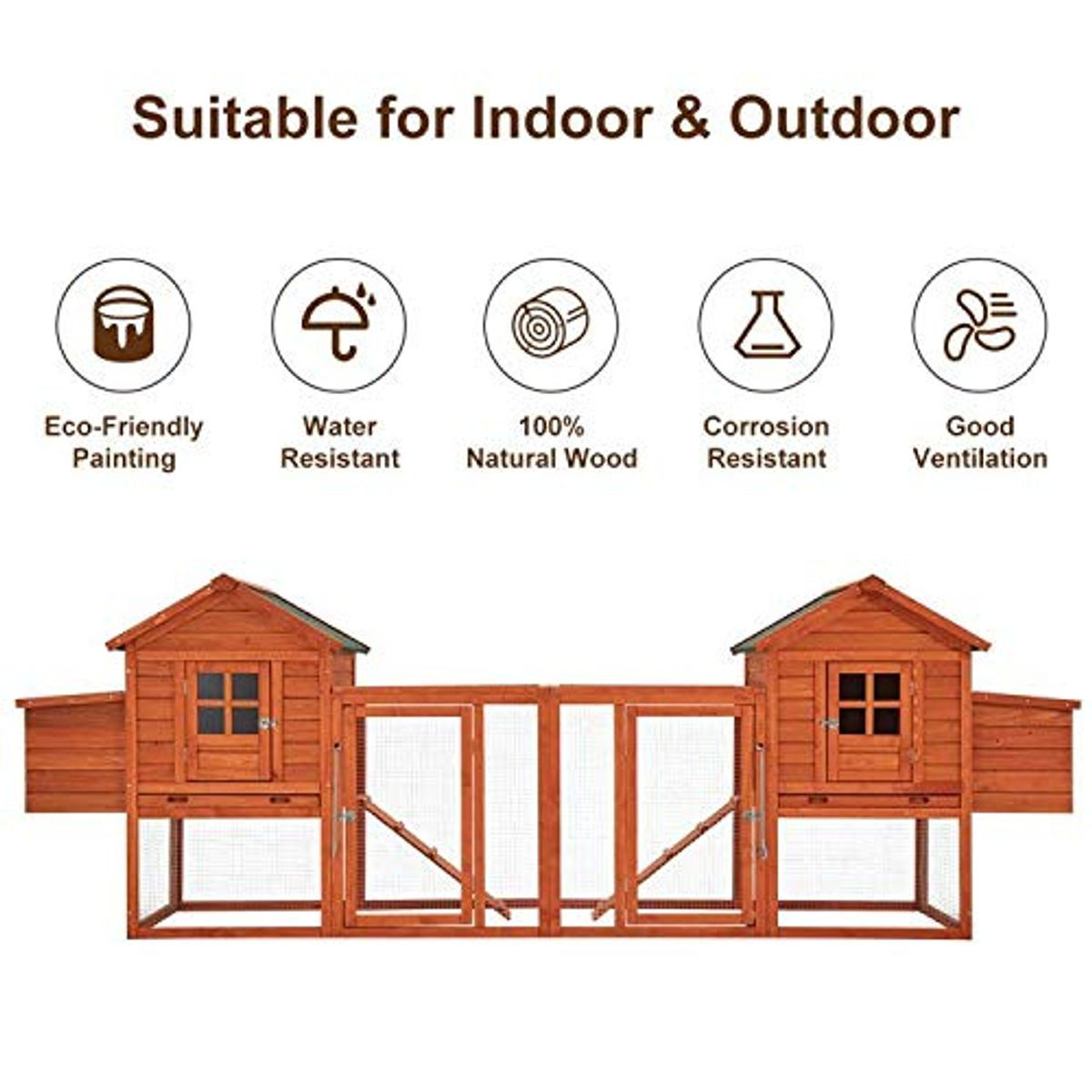 144” Large Wooden Chicken Coop with Ramps and Nesting Boxes product image