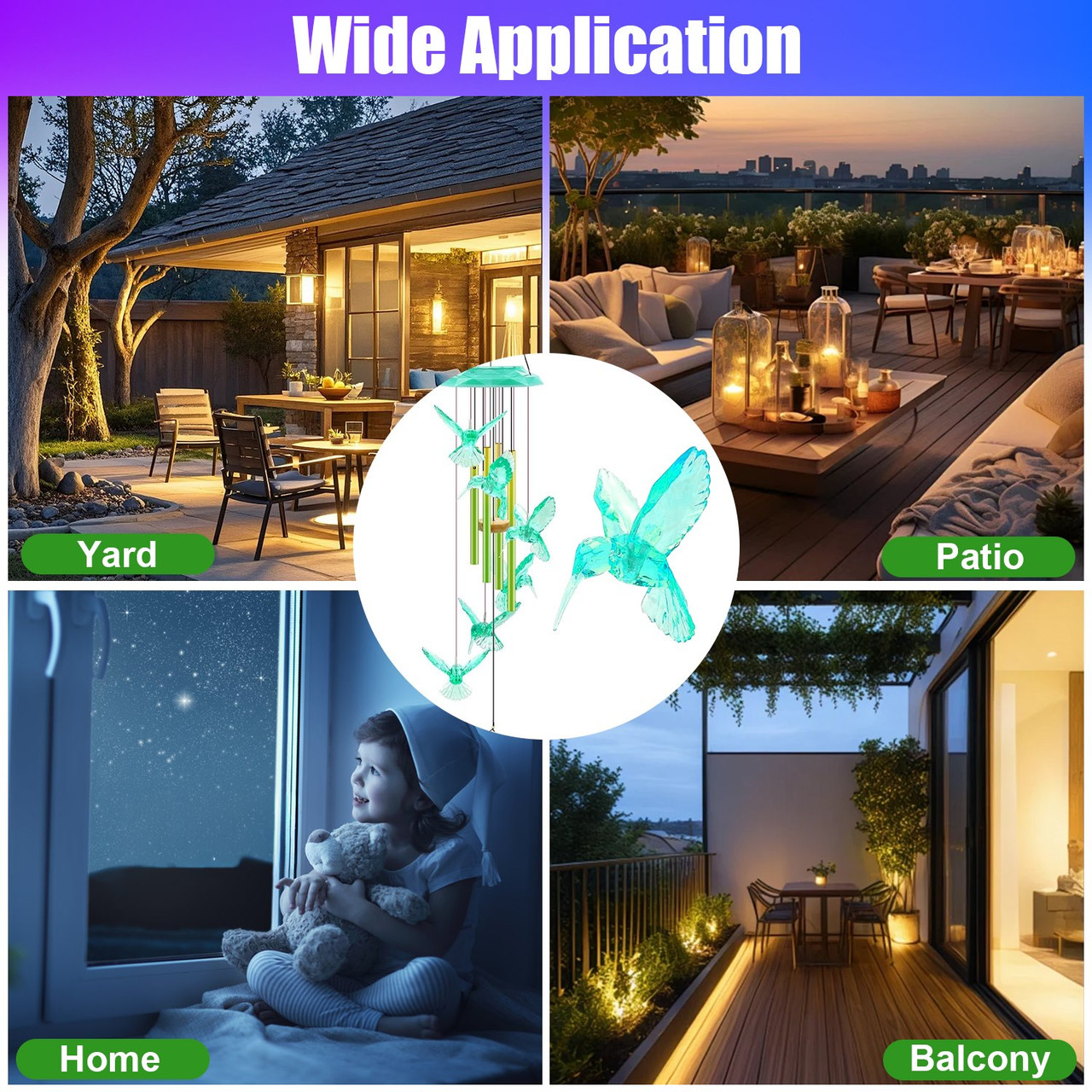 Solar Color-Changing Wind Chime product image