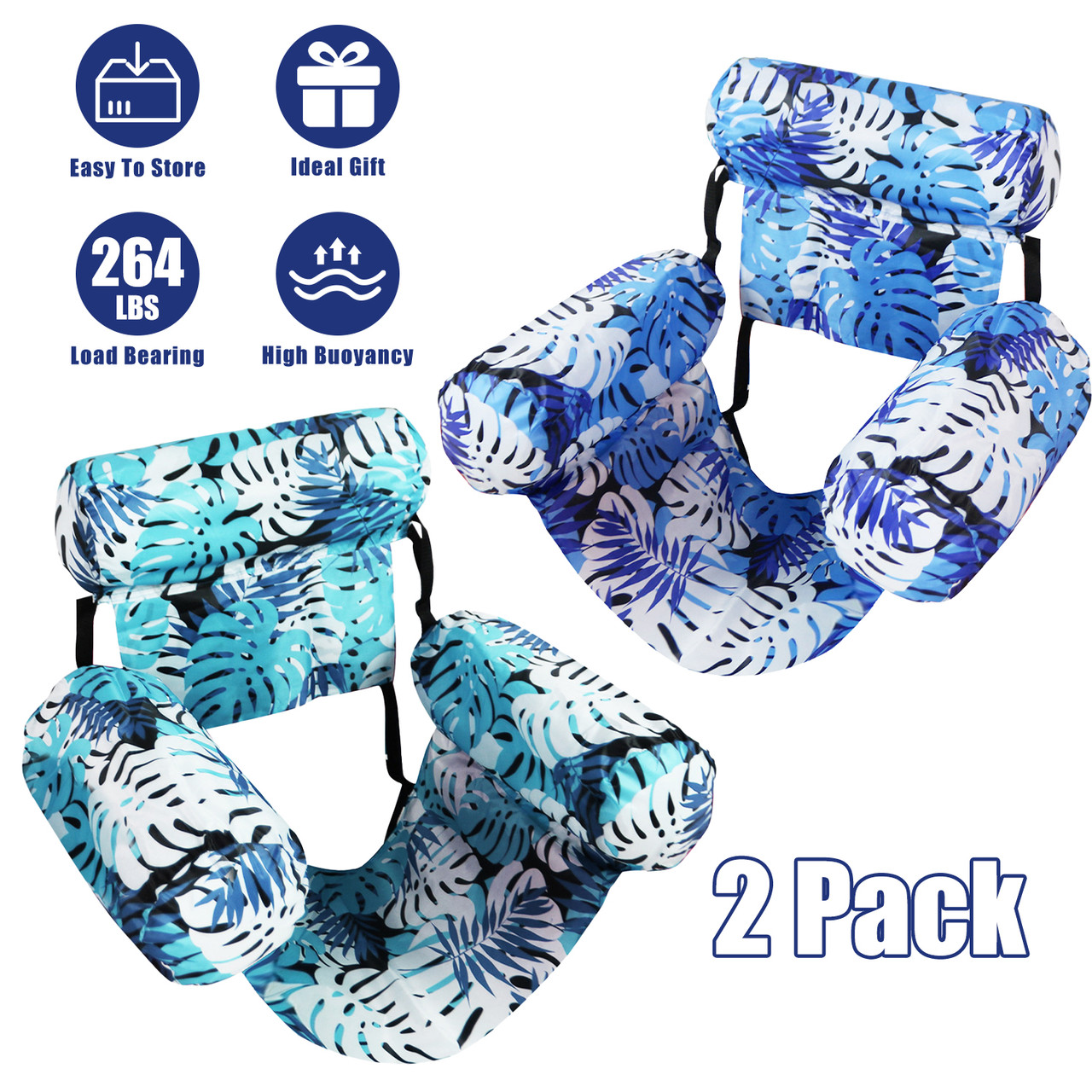 Inflatable Pool Hammock Lounge Chair (2‑Pack) product image