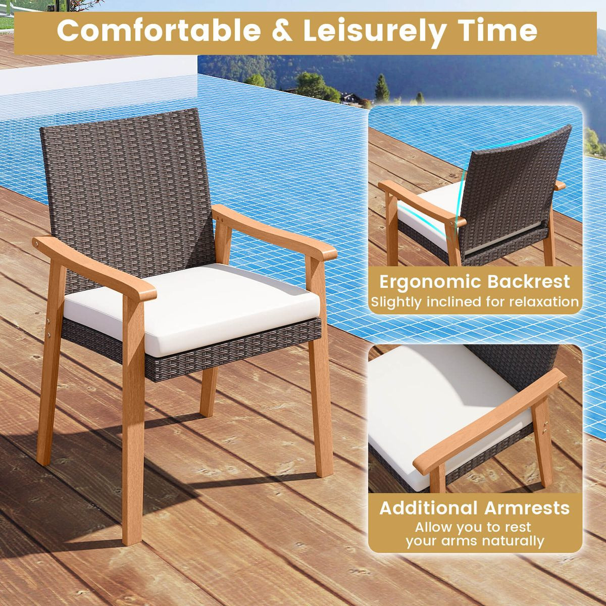Metal Frame Patio Dining Chair with Cushion (Set of 2 or 4) product image