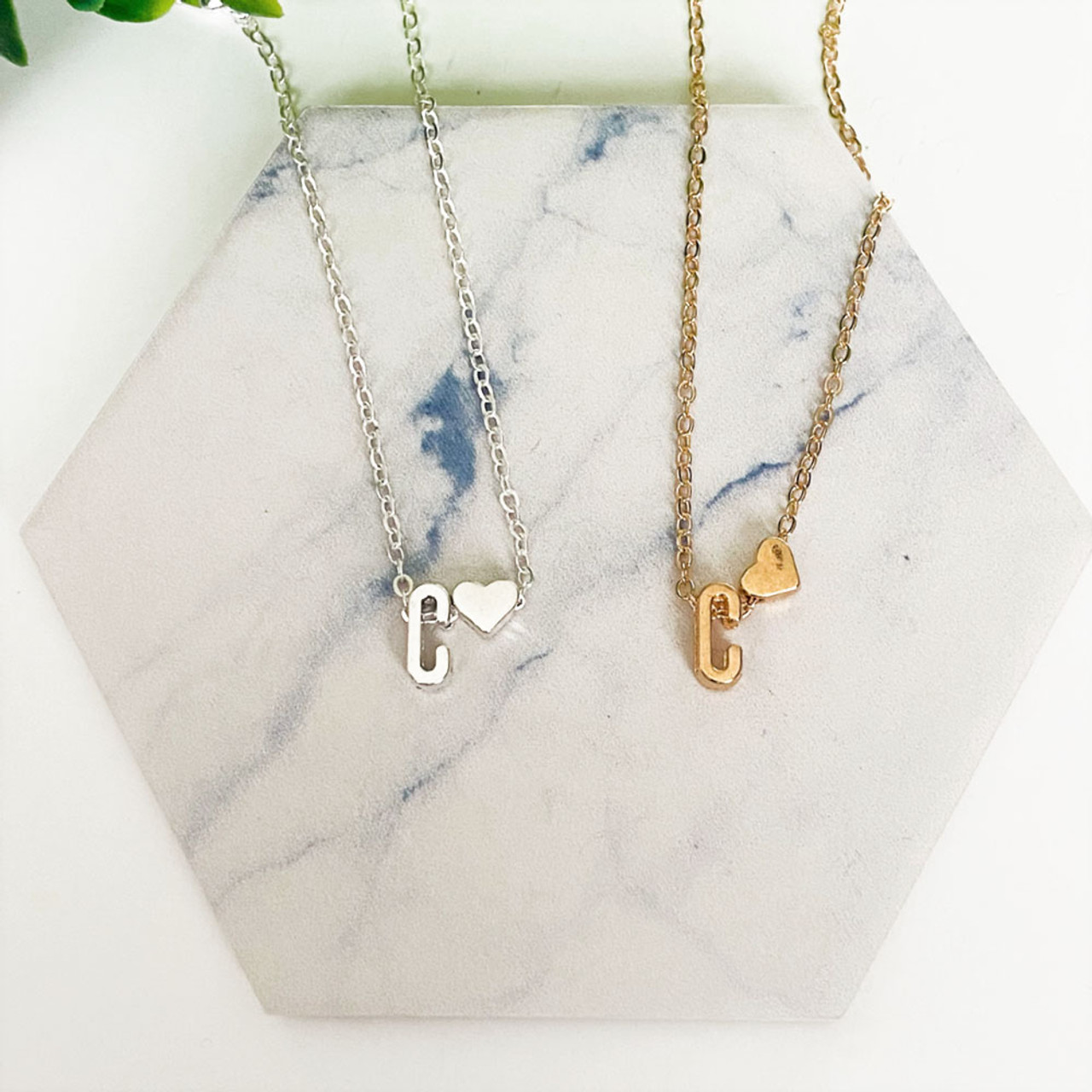 Dainty Initial with Heart Necklace  product image