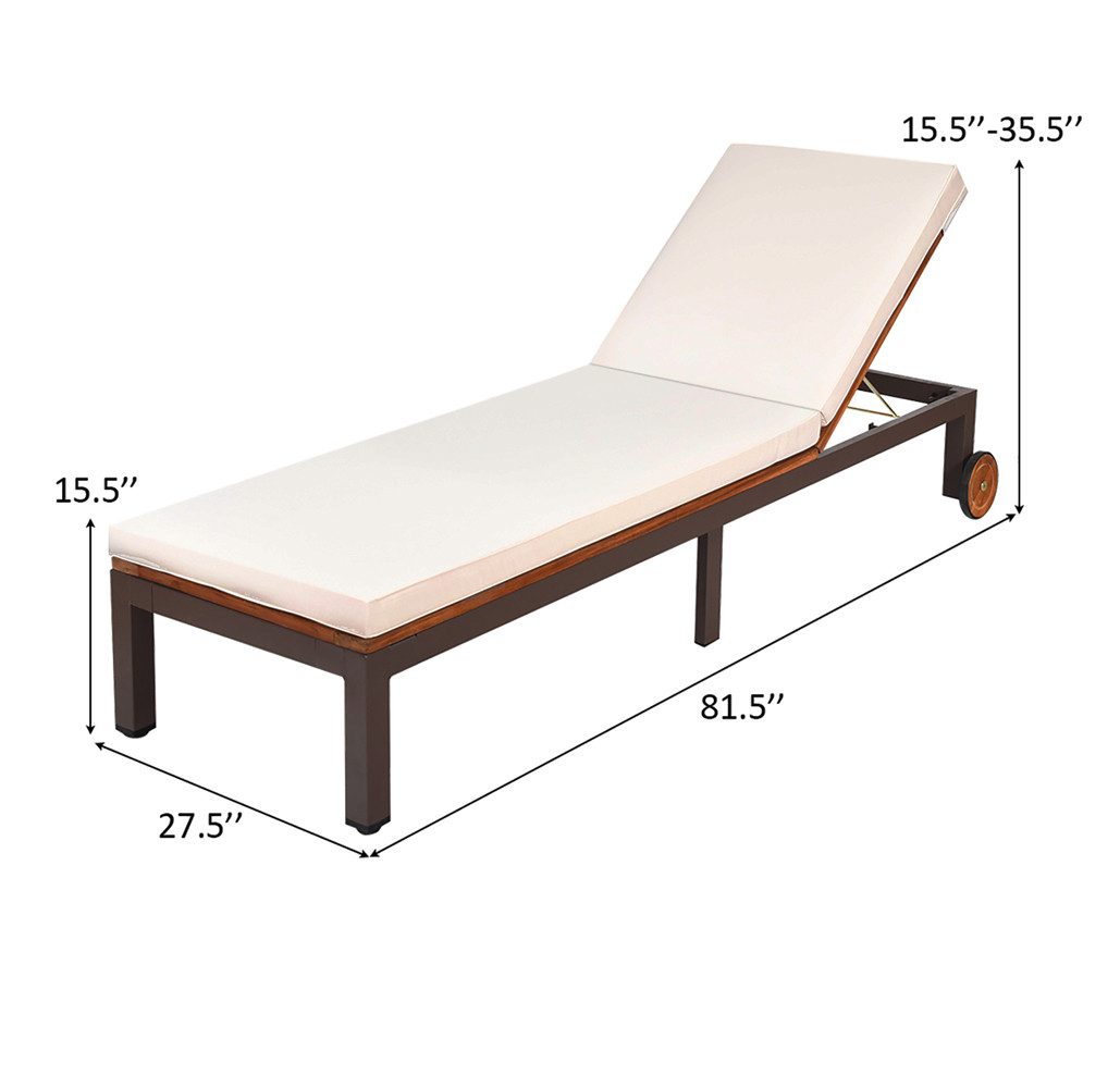 Acacia Wood Beige Cushioned Rolling Lounge Chairs (set Of 2) product image