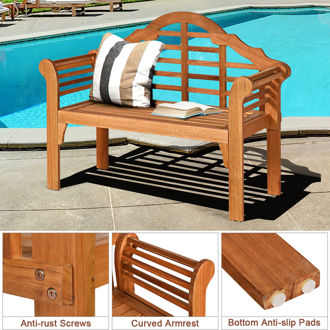 Outdoor Wooden Folding Bench  product image