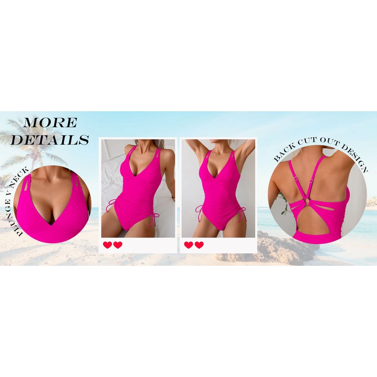 Deep V Neck One Piece Swimsuit product image