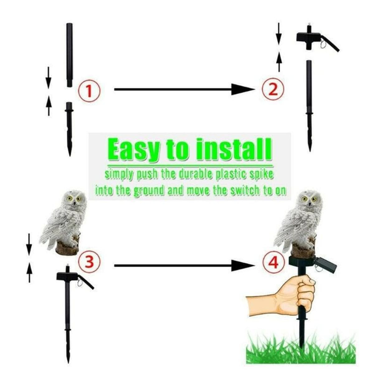 Owl-Shaped Solar Garden Stake Light product image