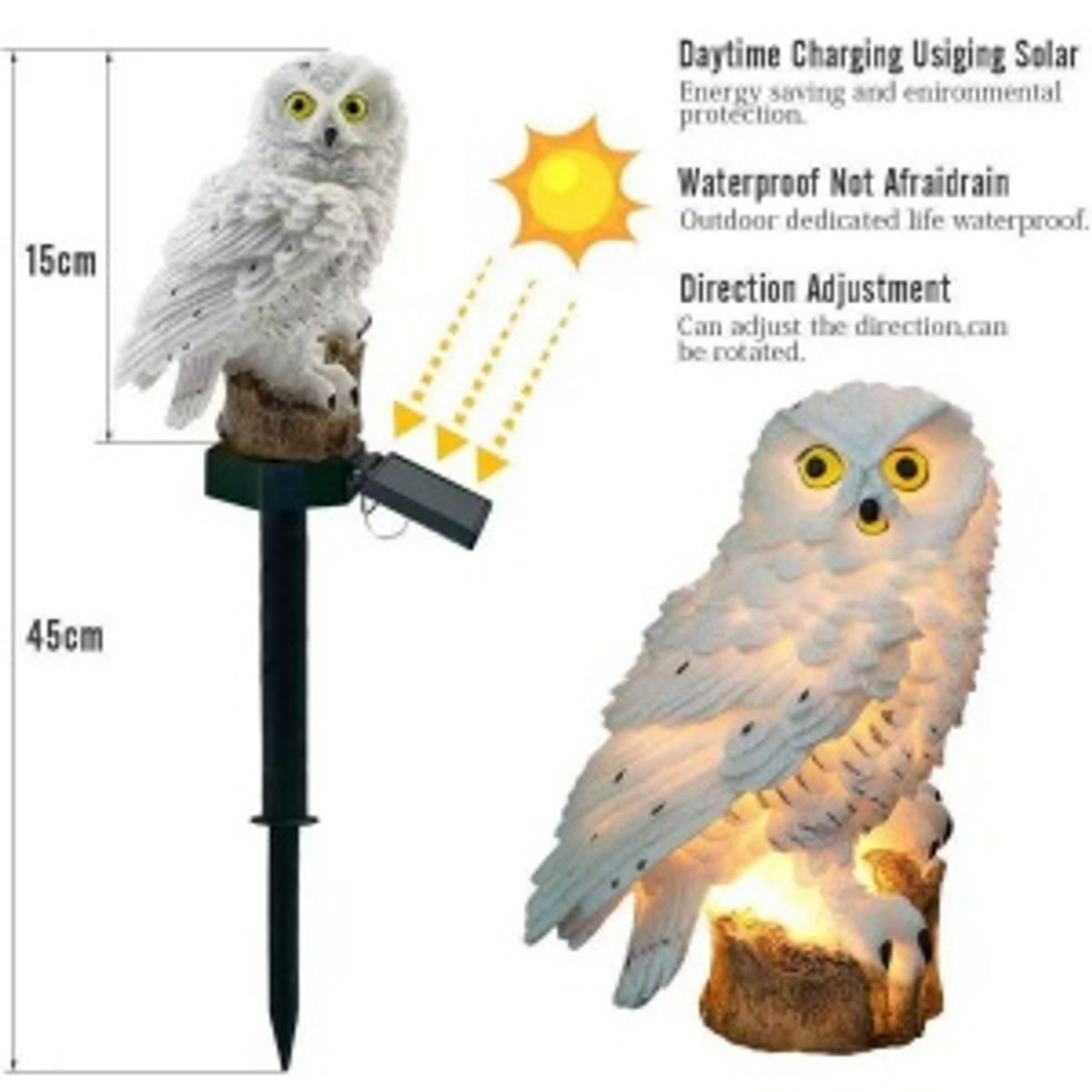 Owl-Shaped Solar Garden Stake Light product image