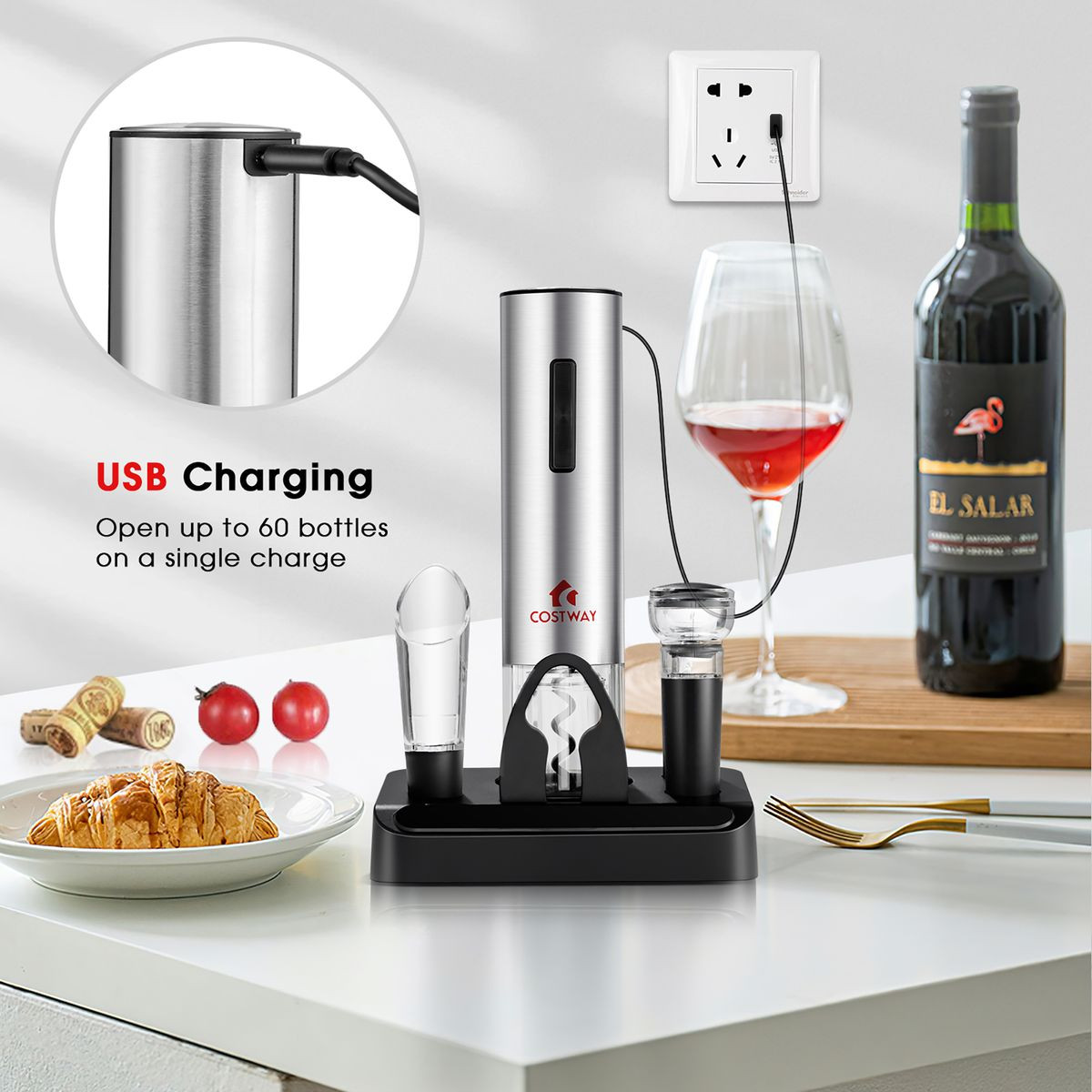 6 in 1 Electric Wine Bottle Opener Set product image