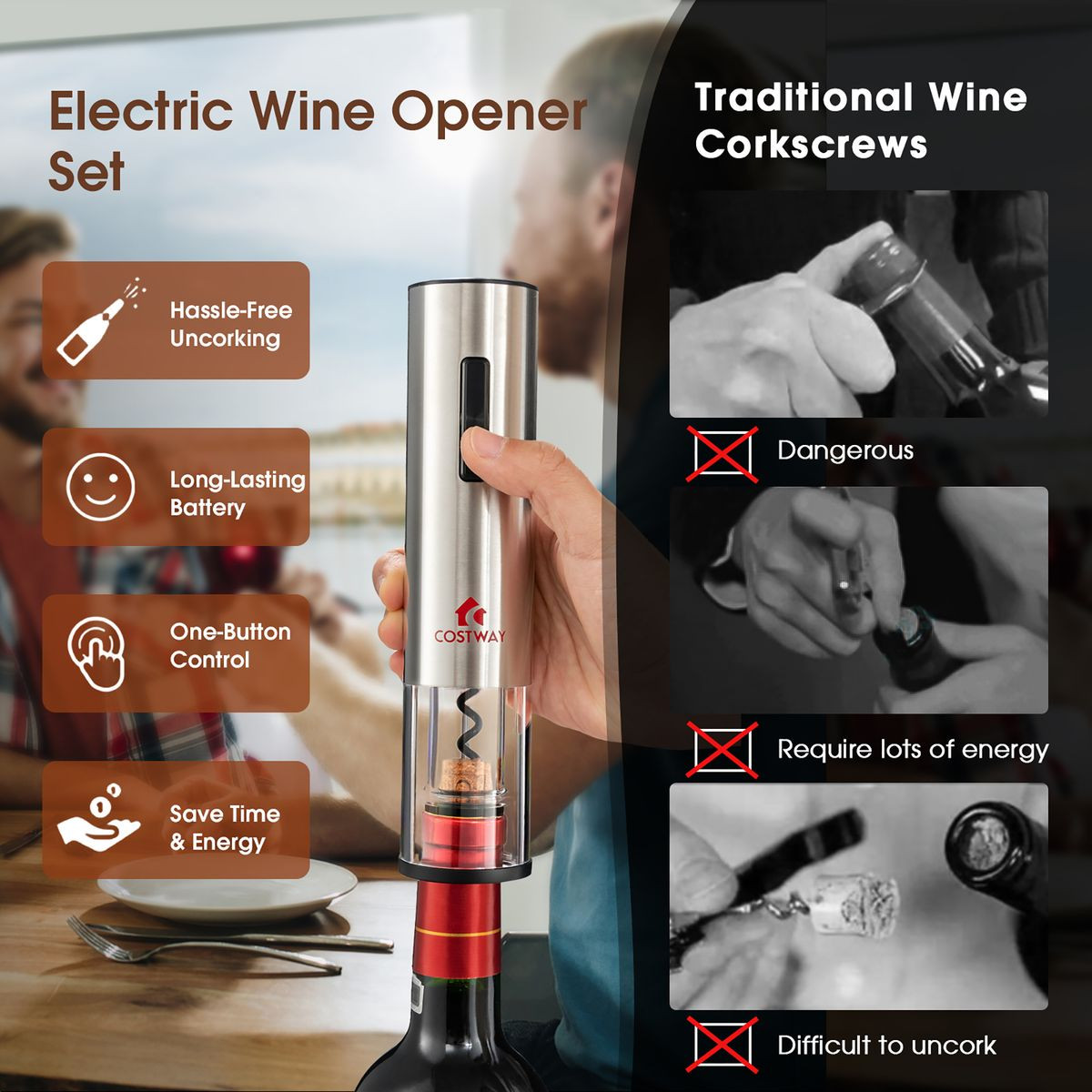 6 in 1 Electric Wine Bottle Opener Set product image
