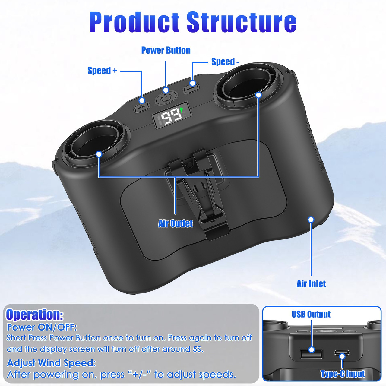 4‑in‑1 Wearable Waist Fan  product image