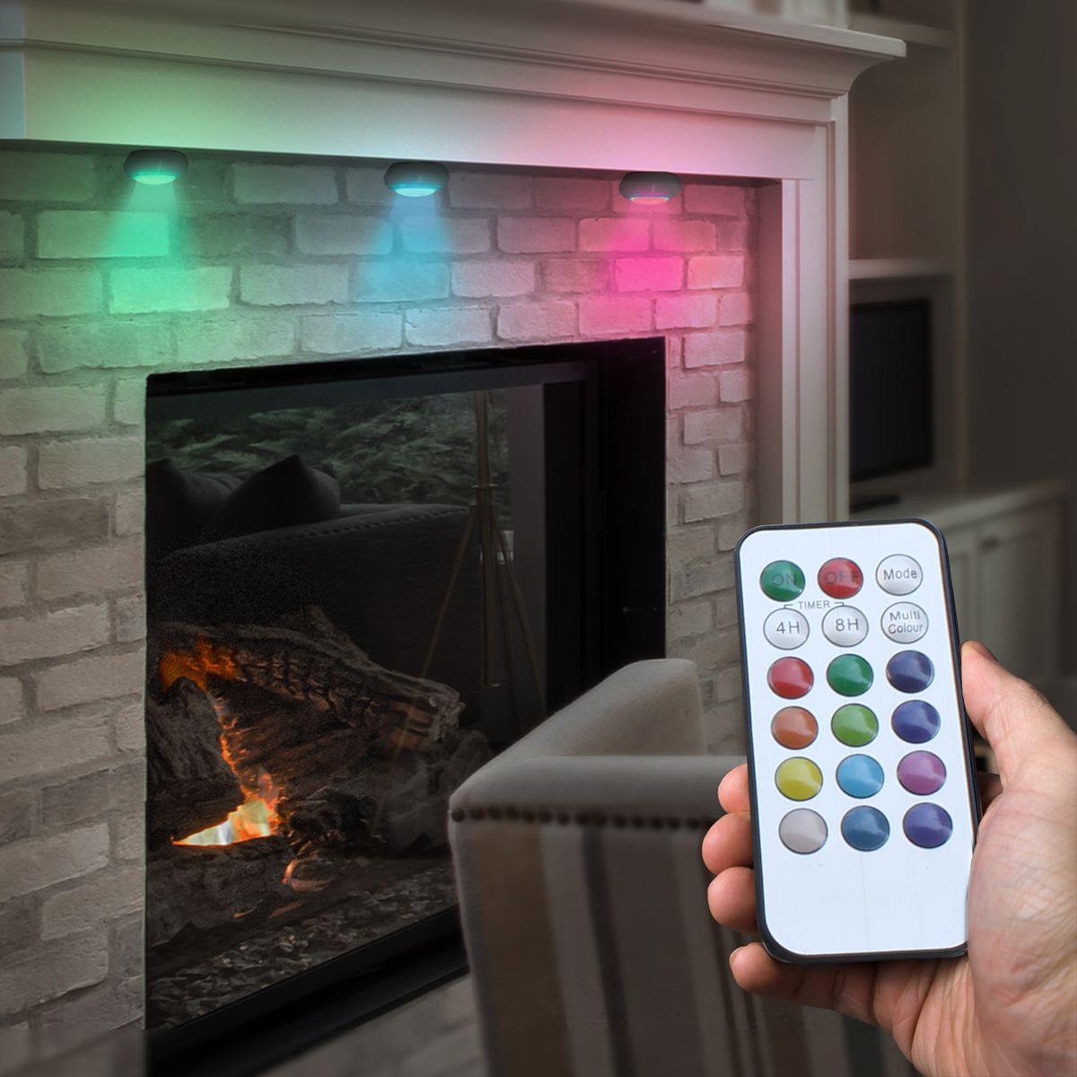 Color Changing Wireless LED Puck Light with Remote Control (3-Pack) product image