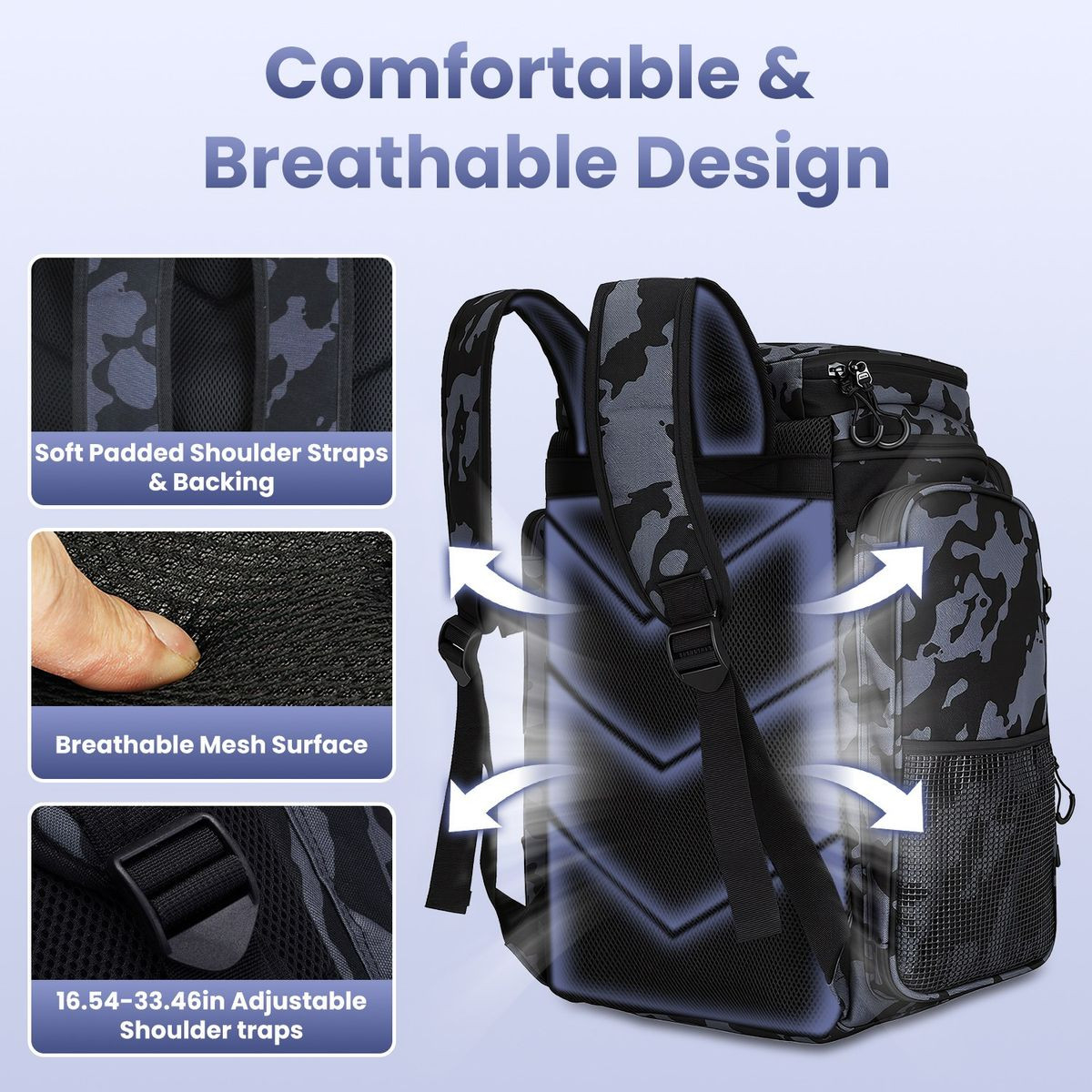 Fishing Backpack with Rod Holders and Multi‑Pocket Tackle Storage product image