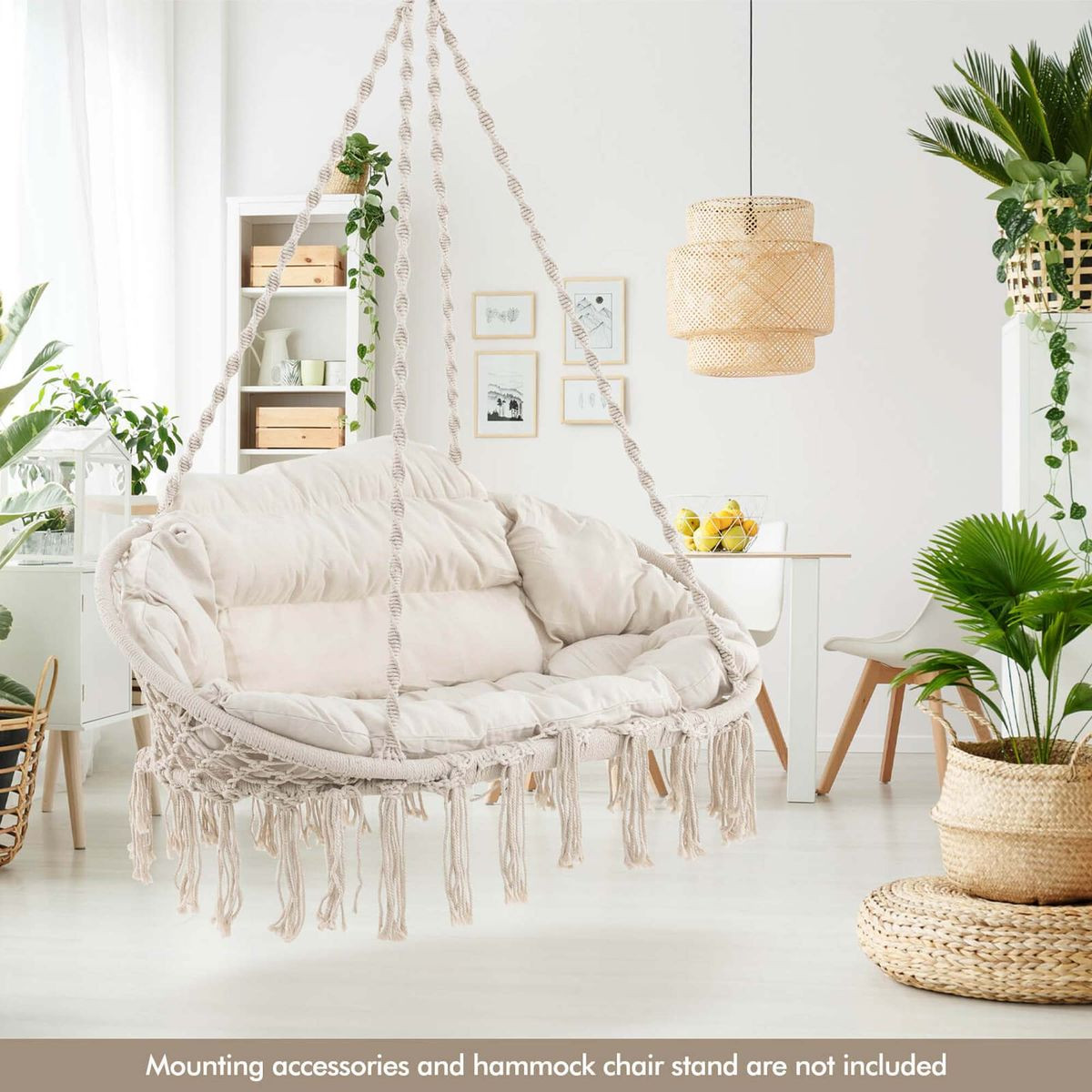 Hand-Woven Rope Hanging Chair with Thick Cushion product image