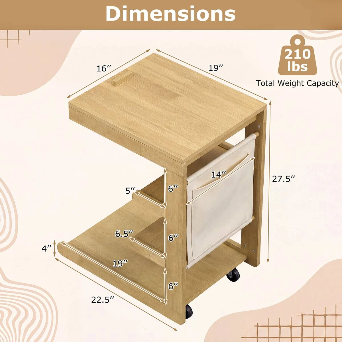 C-Shaped End Table with Adjustable Desktop (1- or 2-Pack) product image