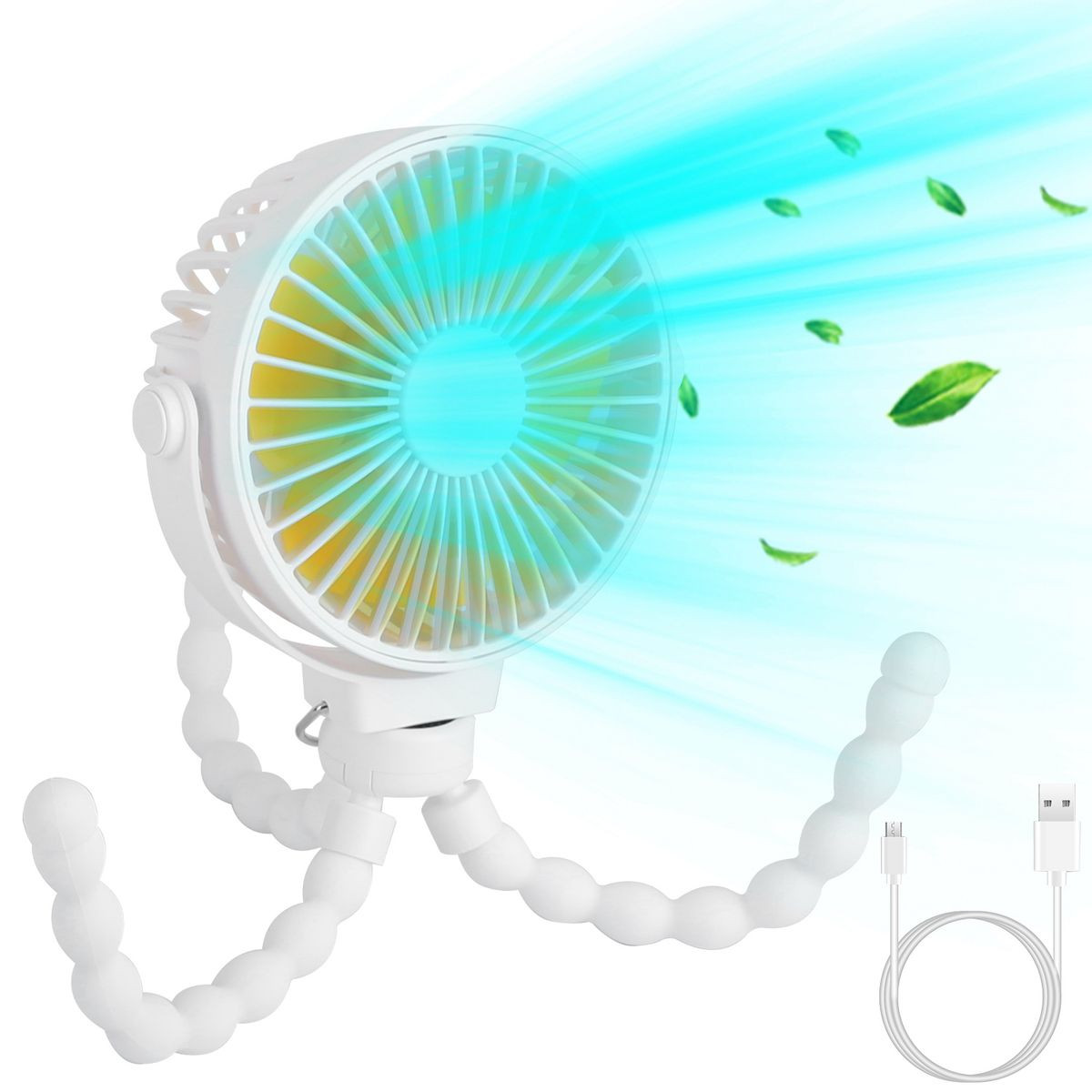 Portable Baby Stroller Fan with Flexible Tripod and 360° Cooling product image
