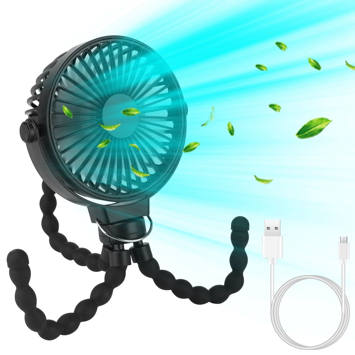 Portable Baby Stroller Fan with Flexible Tripod and 360° Cooling product image