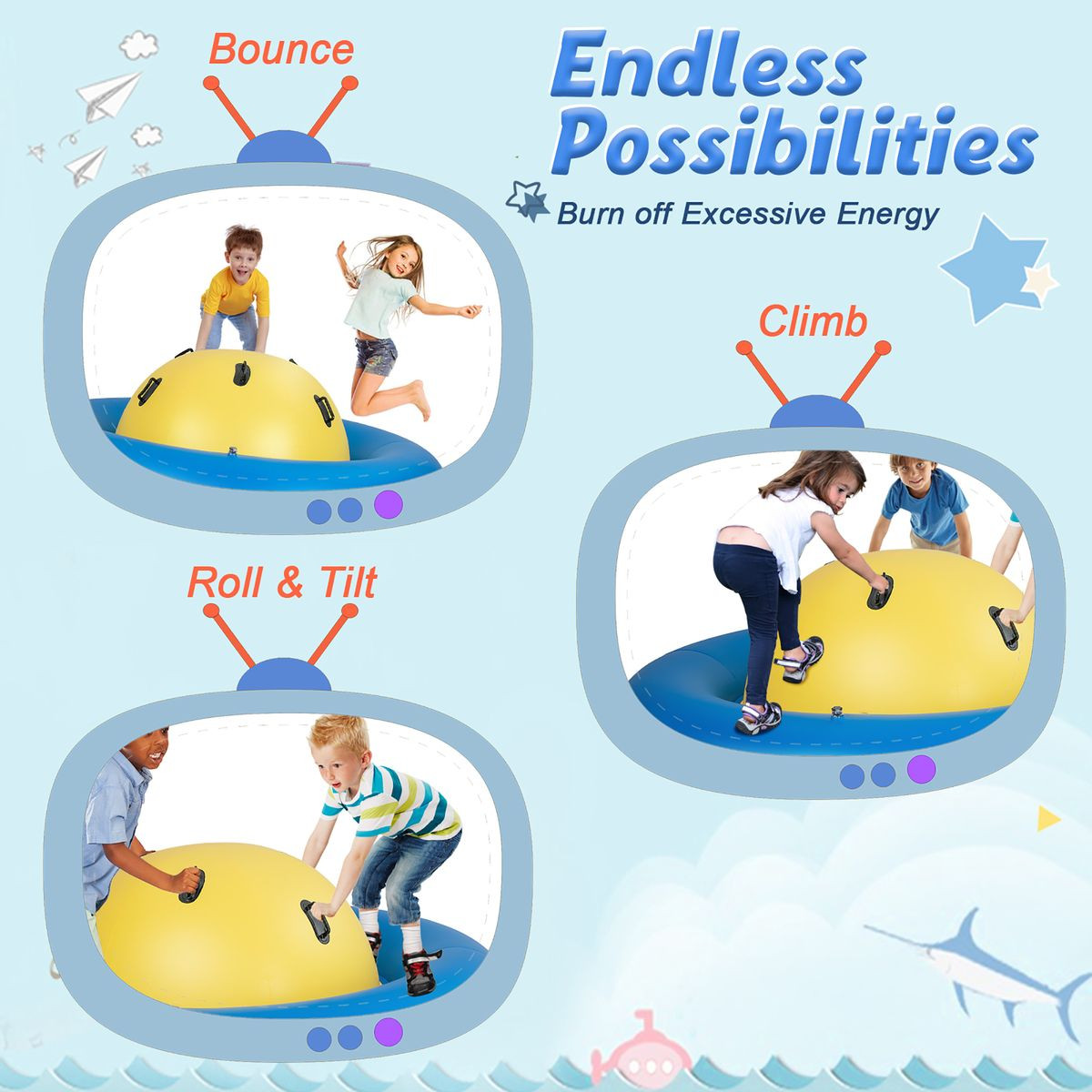 7.5 FT Inflatable Dome Rocking Bouncer with 6 Handles  product image