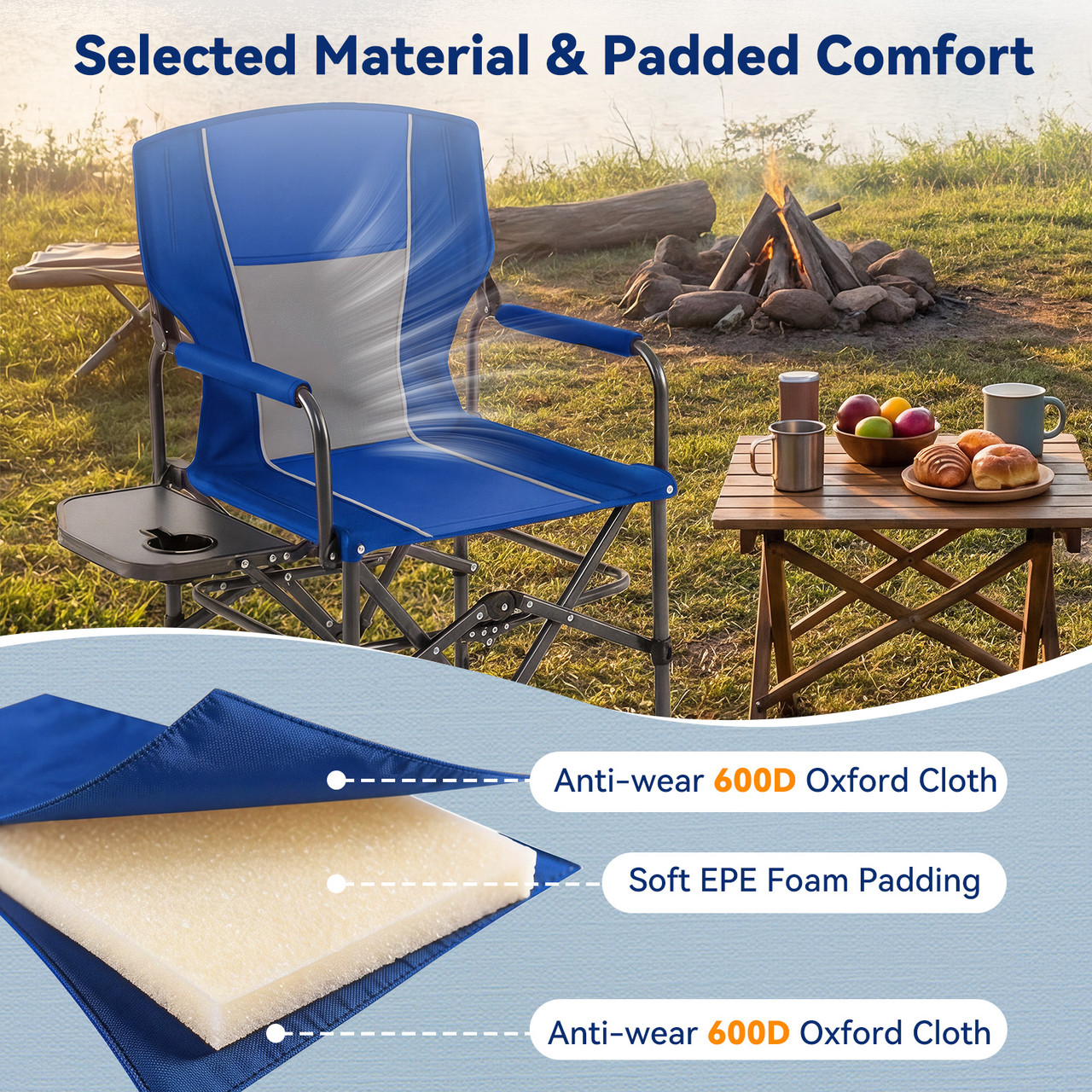 Folding Camping Chair with Side Table & Cup Holder (1-2 Pack) product image