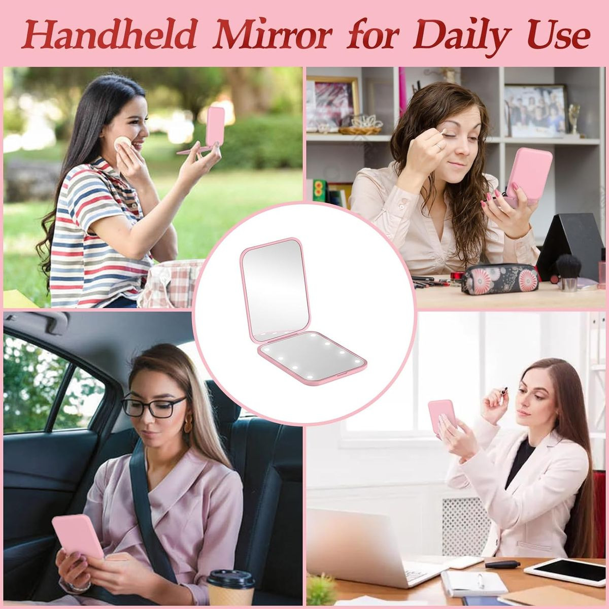Foldable LED Travel Magnification Makeup Mirror product image
