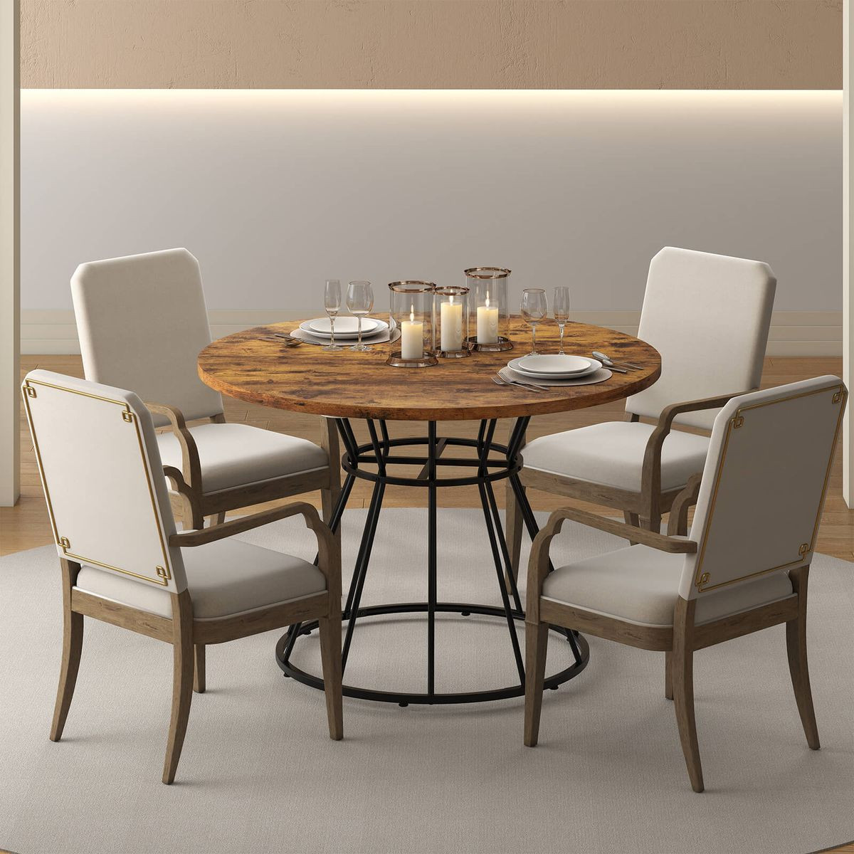 47” Round Dining Table with Wooden Tabletop product image
