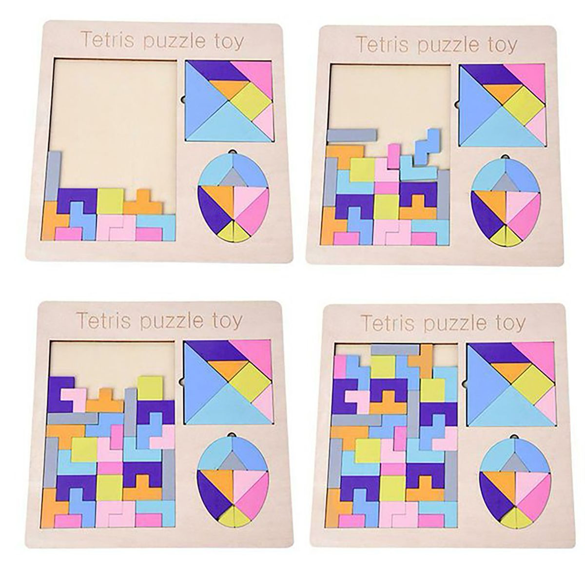3-in-1 Tetris Tengram Wooden Board Learning Puzzle for Kids product image