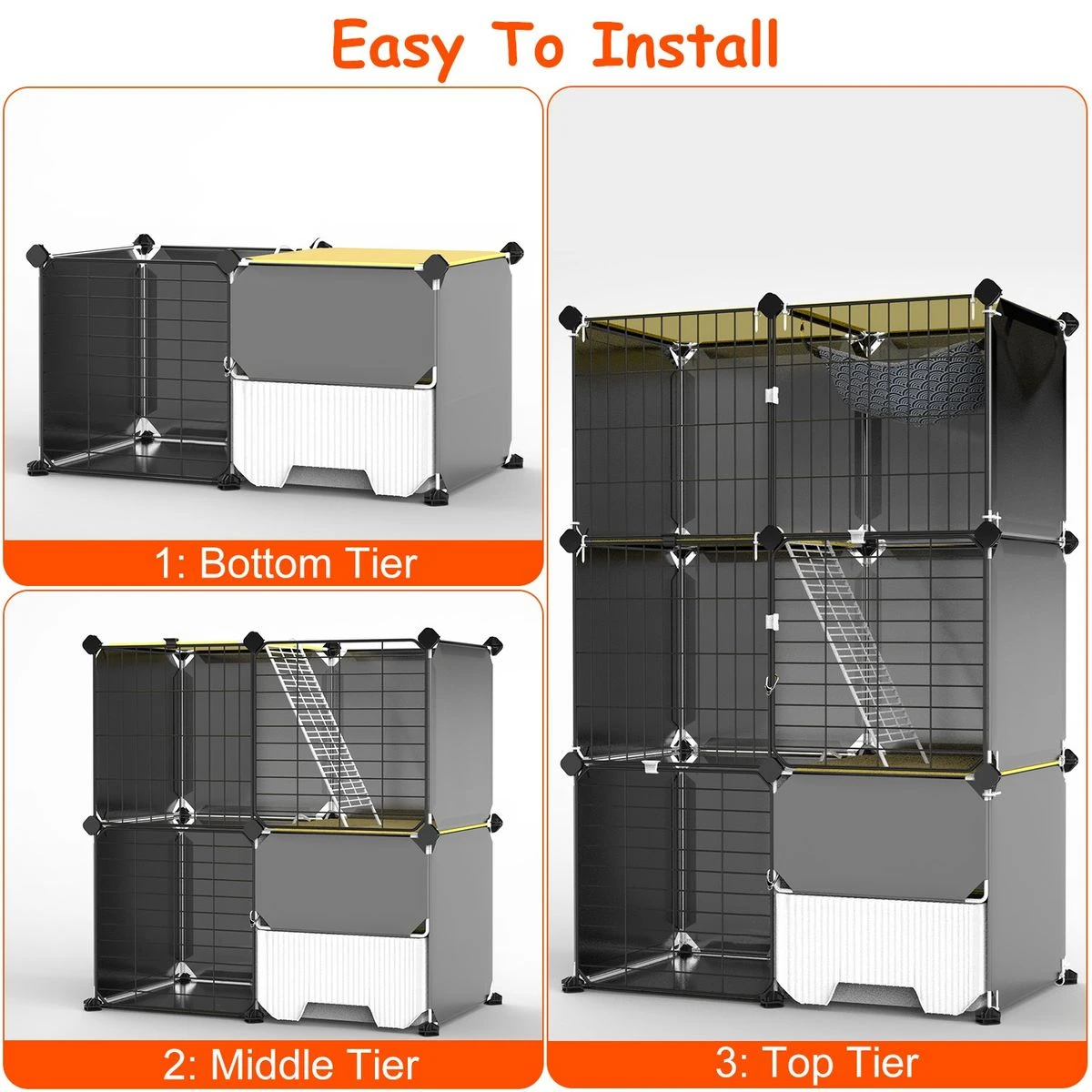 3-Tier Cat Cage  with Litter Box and Hammock product image
