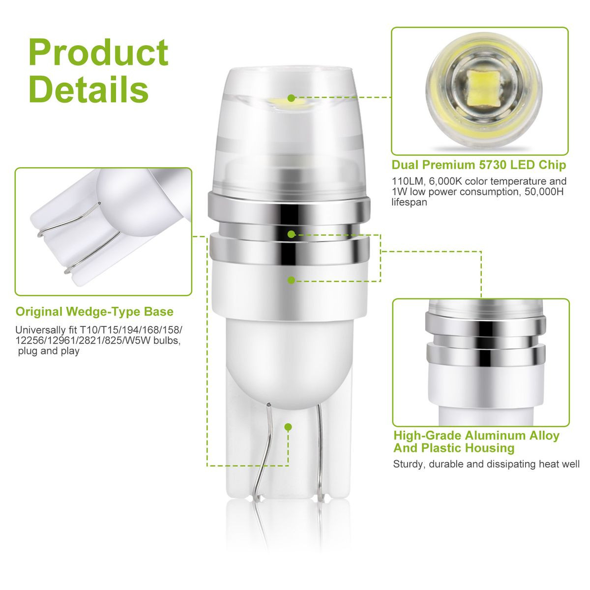 T10 194 LED Vehicle Interior Light Bulb (10-Pack) product image