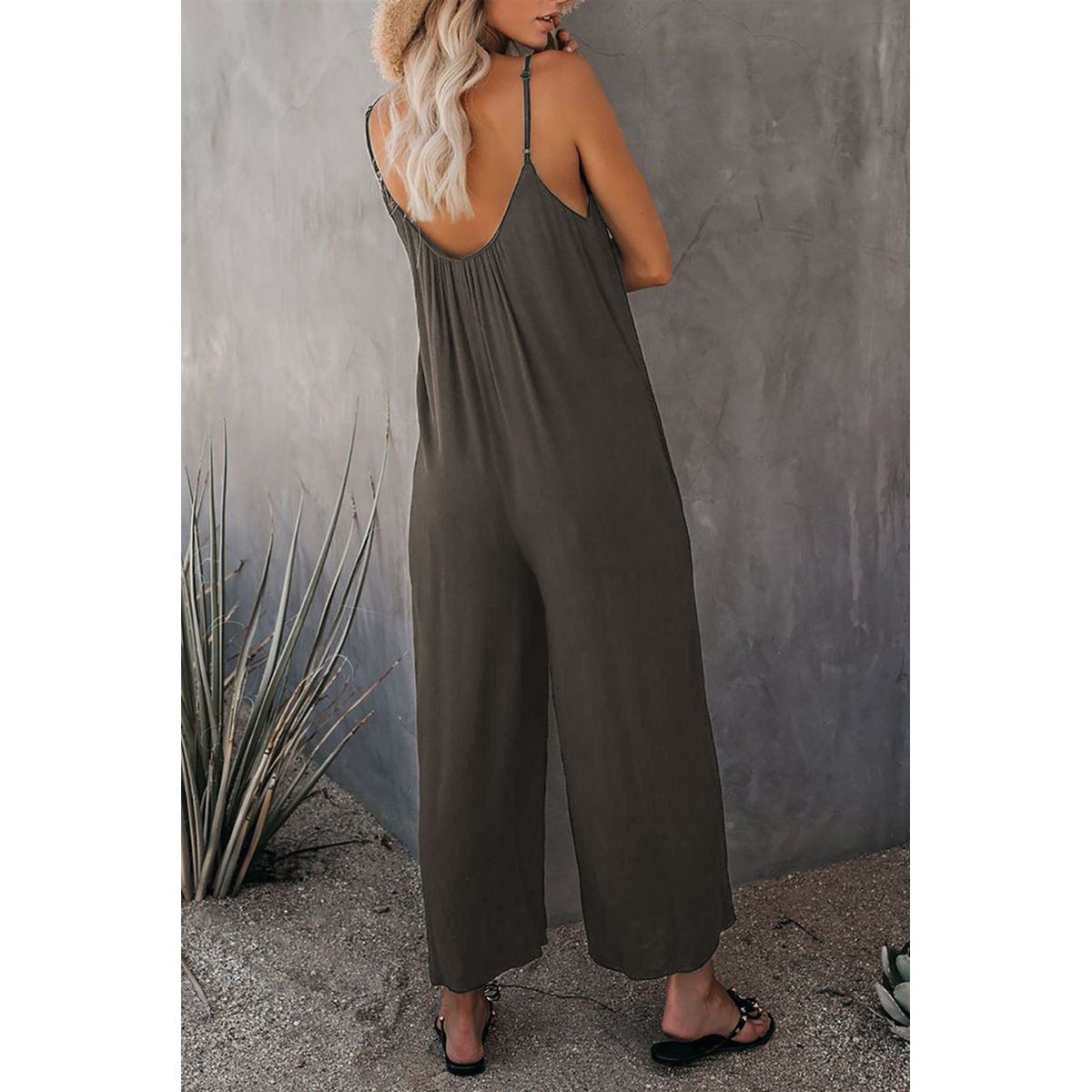 Loose Wide-Leg Romper with Pockets product image